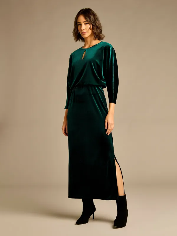 Carly Bottle Green Velvet Dress sold by George W. Davies