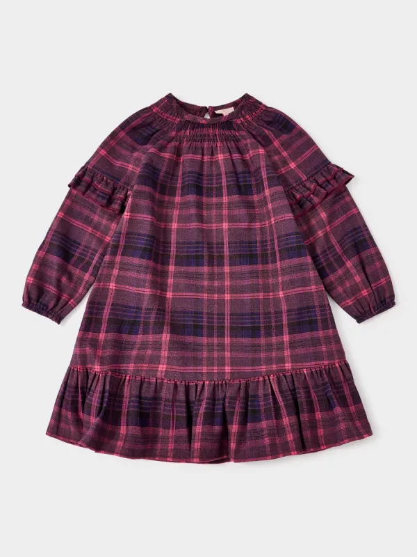 GWD Pixie Burgundy and Pink Check Dress made by George W. Davies