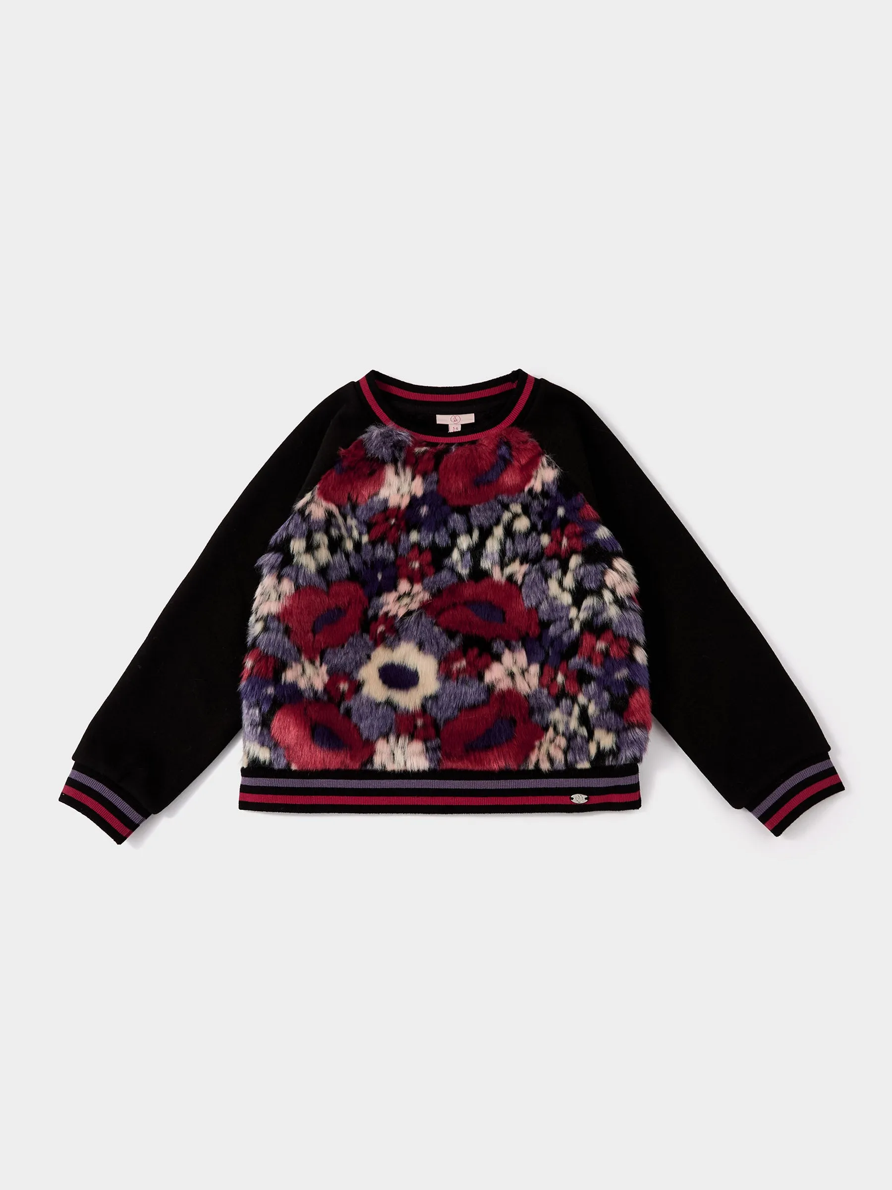 Lulu Mae Floral Faux Fur Sweatshirt sold by George W. Davies