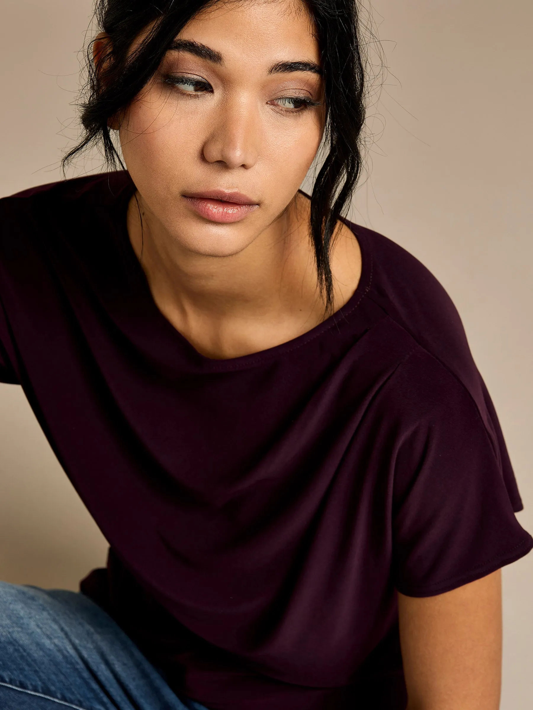 Ellie Purple Drape Top sold by George W. Davies product image thumbnail 3