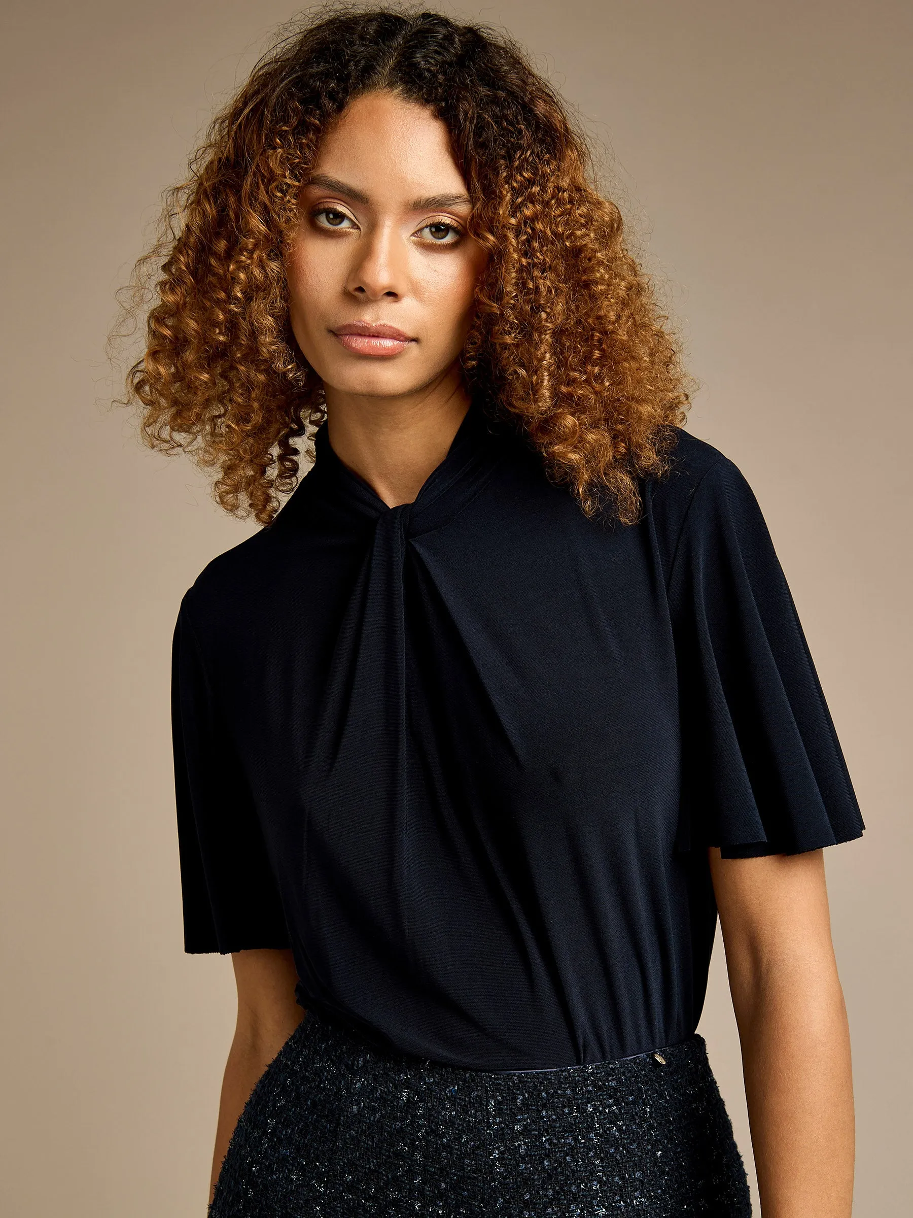 GWD Terry Navy Twist Neck Top sold by George W. Davies product image thumbnail 4