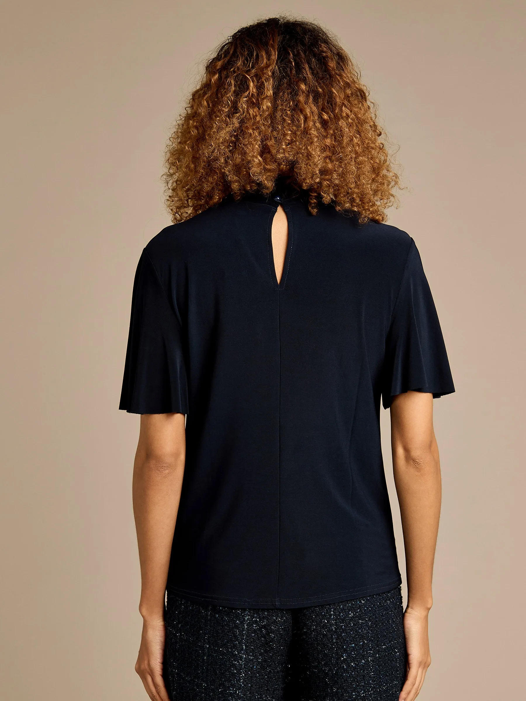 GWD Terry Navy Twist Neck Top sold by George W. Davies product image thumbnail 2
