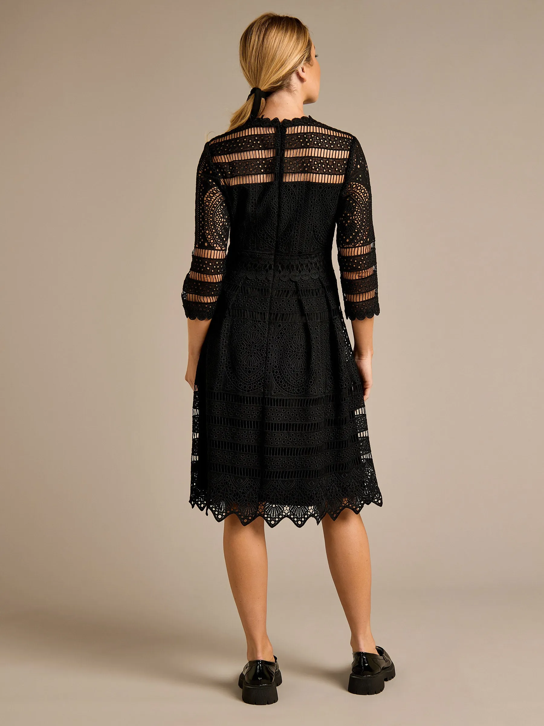 GWD Nicolette Lace Knee Length Black Dress sold by George W. Davies product image thumbnail 3