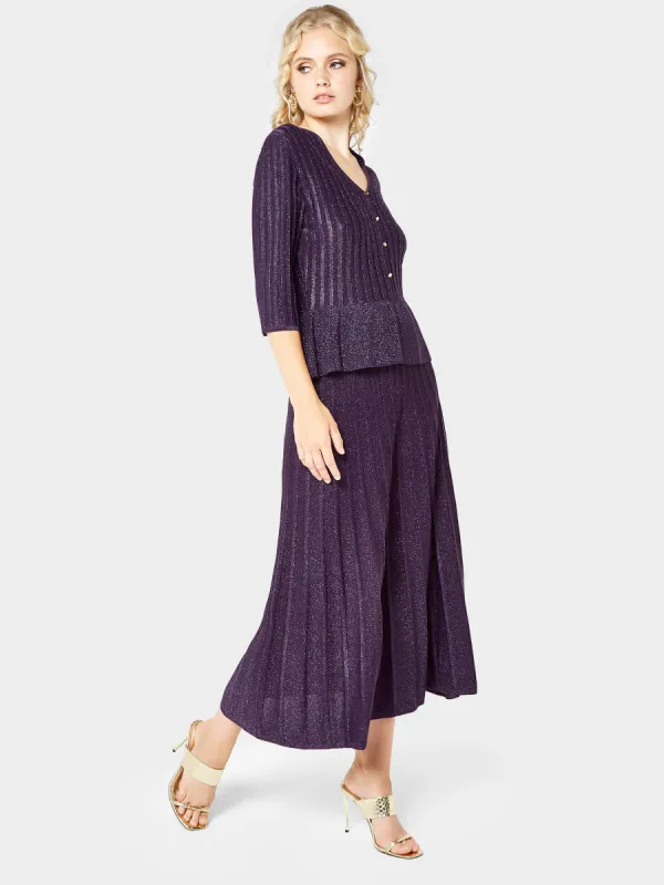 Sadie Knitted Metallic Ribbed Top and Pleated Skirt Outfit sold by George W. Davies