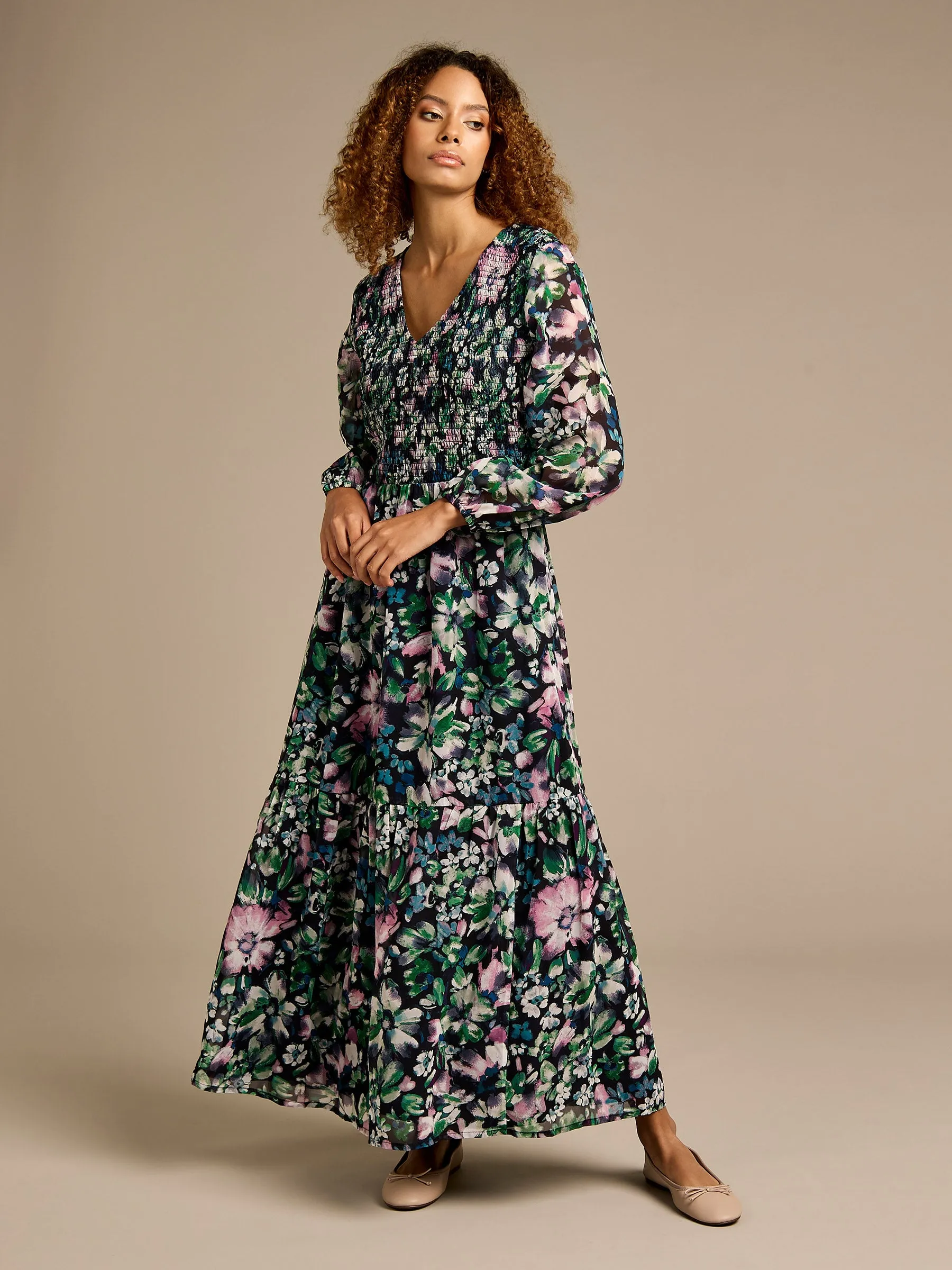 GWD Sasha Floral Printed Tiered Maxi Dress sold by George W. Davies product image thumbnail 2
