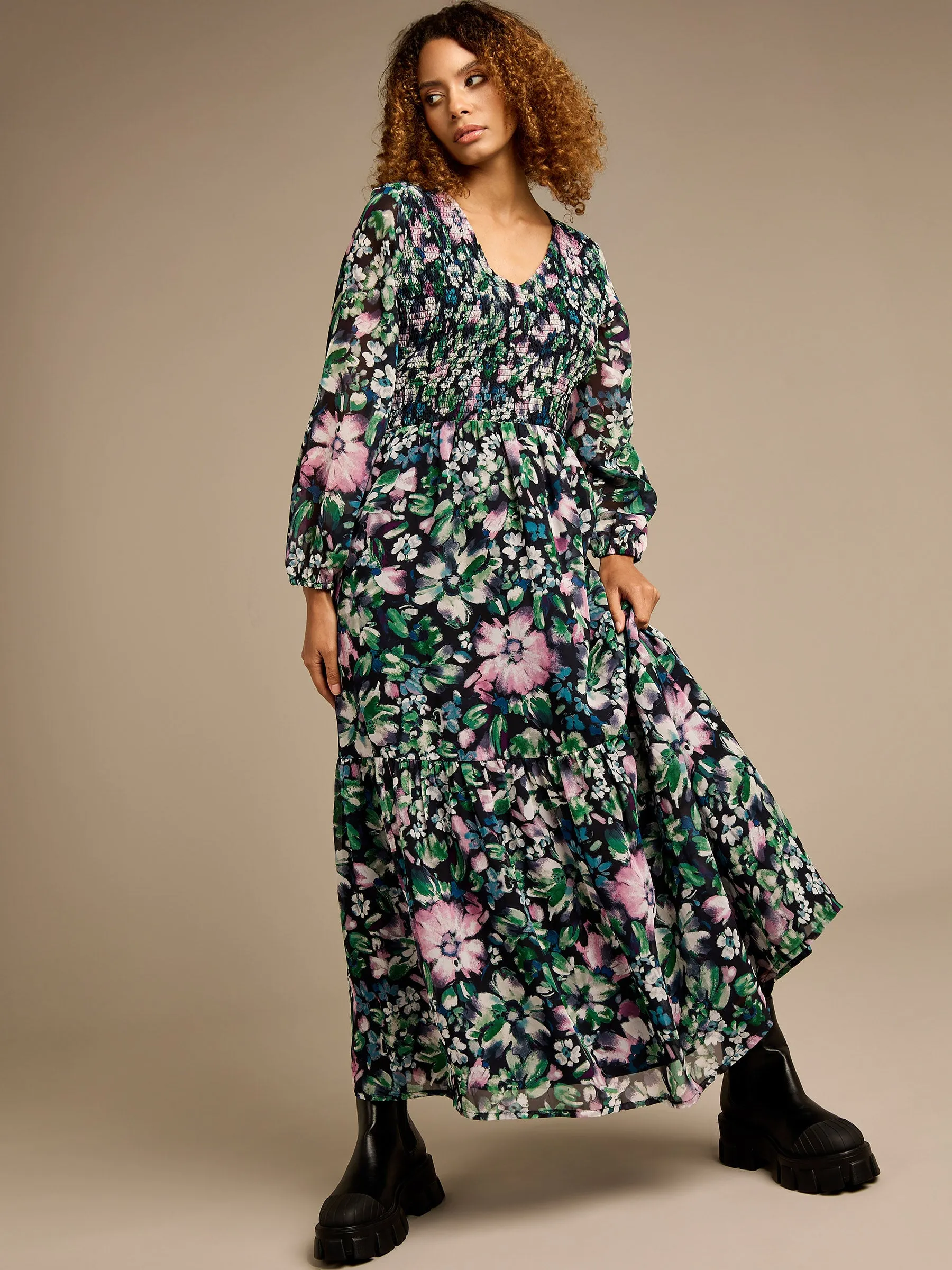 GWD Sasha Floral Printed Tiered Maxi Dress sold by George W. Davies product image thumbnail 4