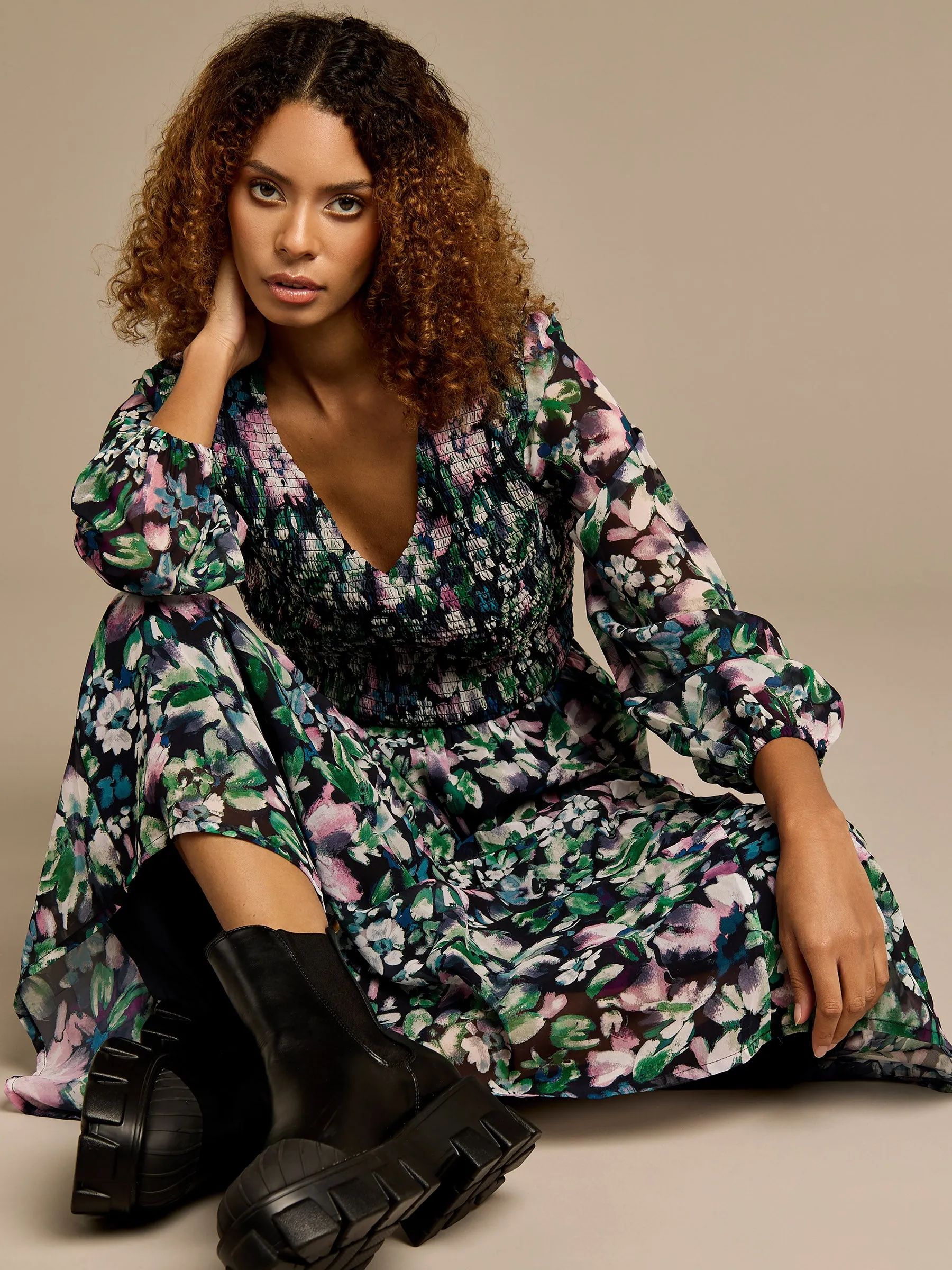 GWD Sasha Floral Printed Tiered Maxi Dress sold by George W. Davies product image thumbnail 5