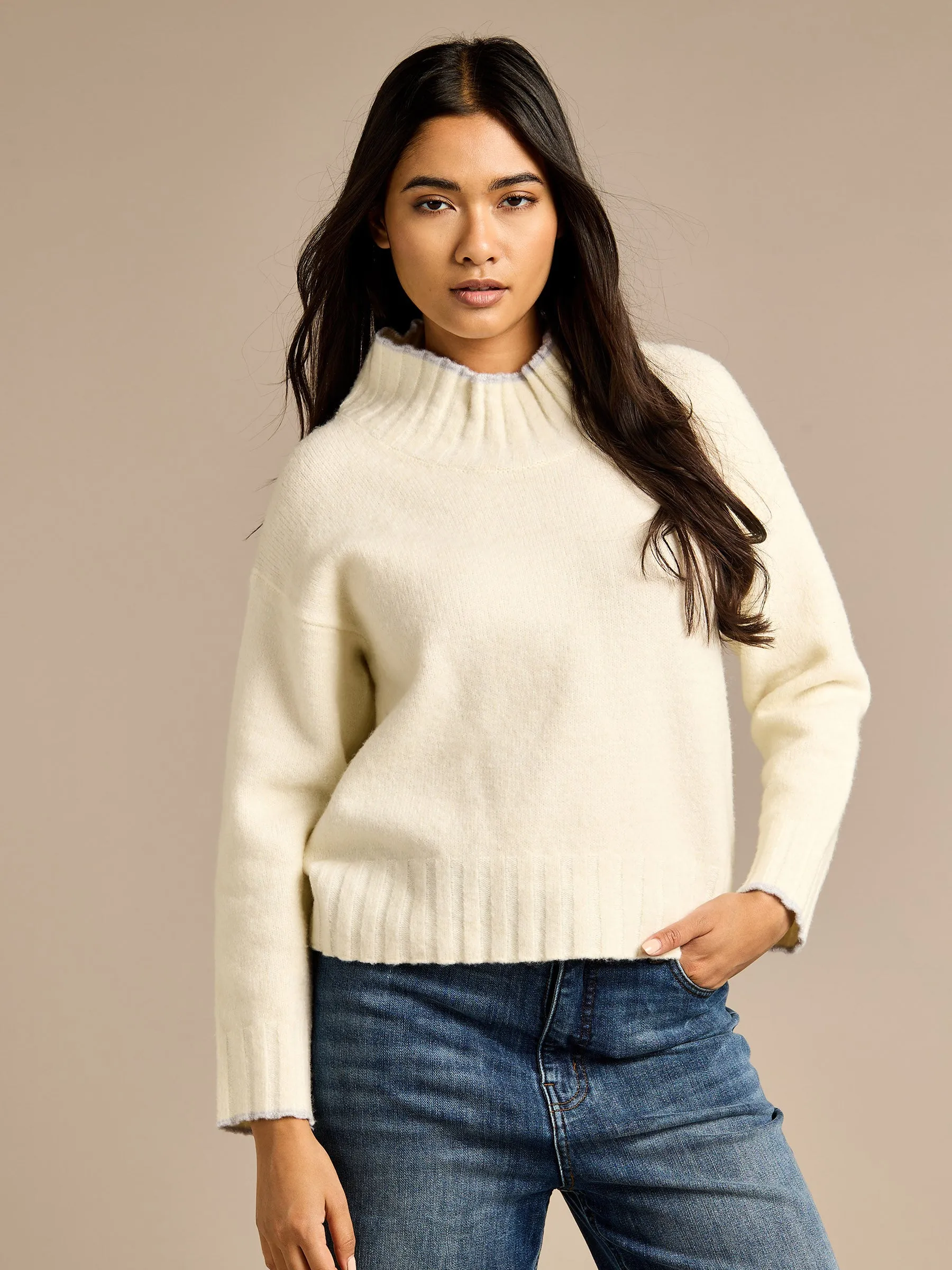GWD Kipling Cream High Neck Jumper sold by George W. Davies product image thumbnail 3