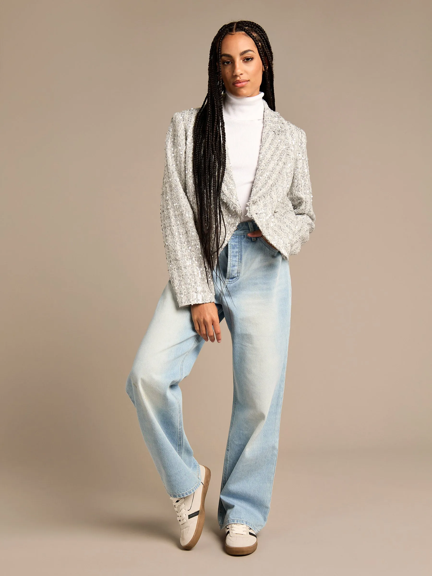 GWD Olivia Silver Sequin Boucle Blazer sold by George W. Davies product image thumbnail 2