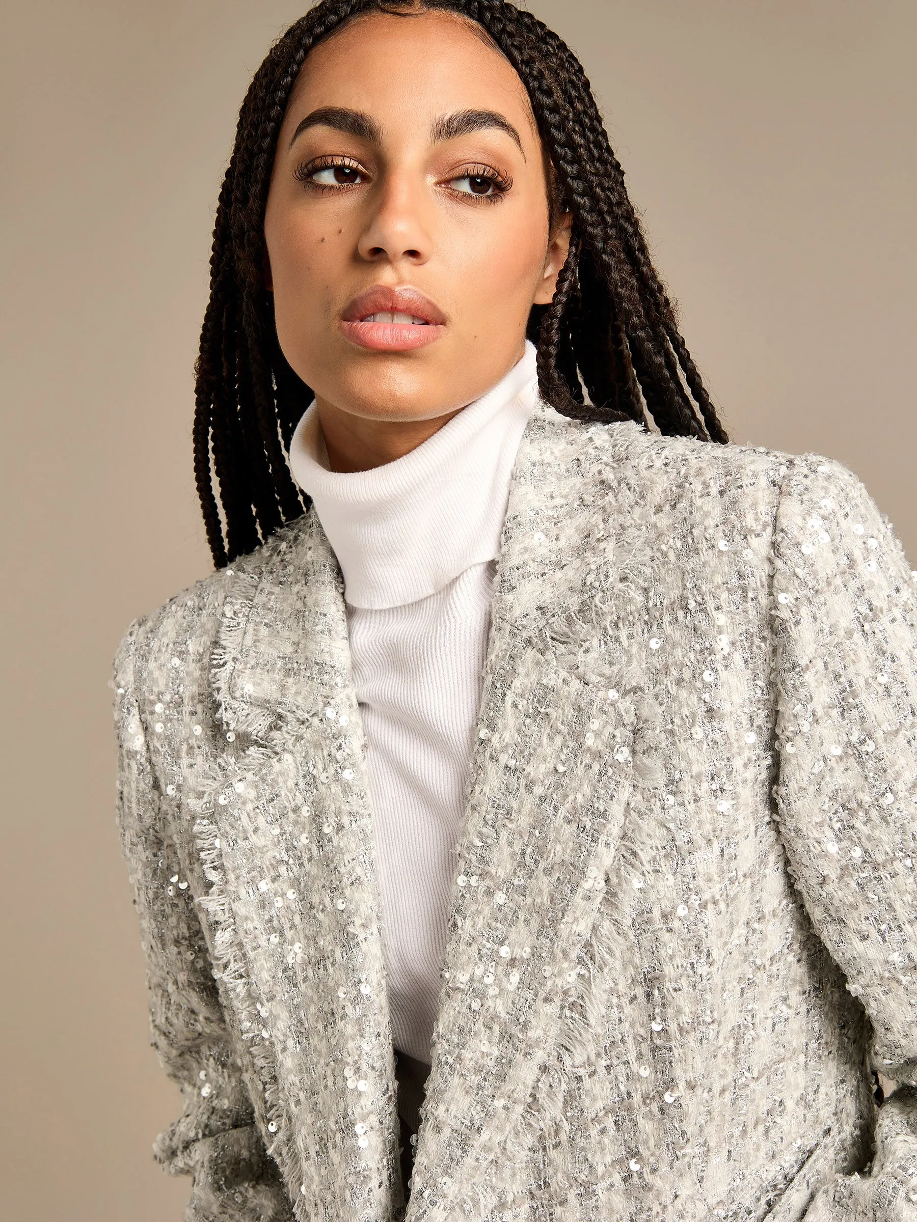 GWD Olivia Silver Sequin Boucle Blazer sold by George W. Davies product image thumbnail 5