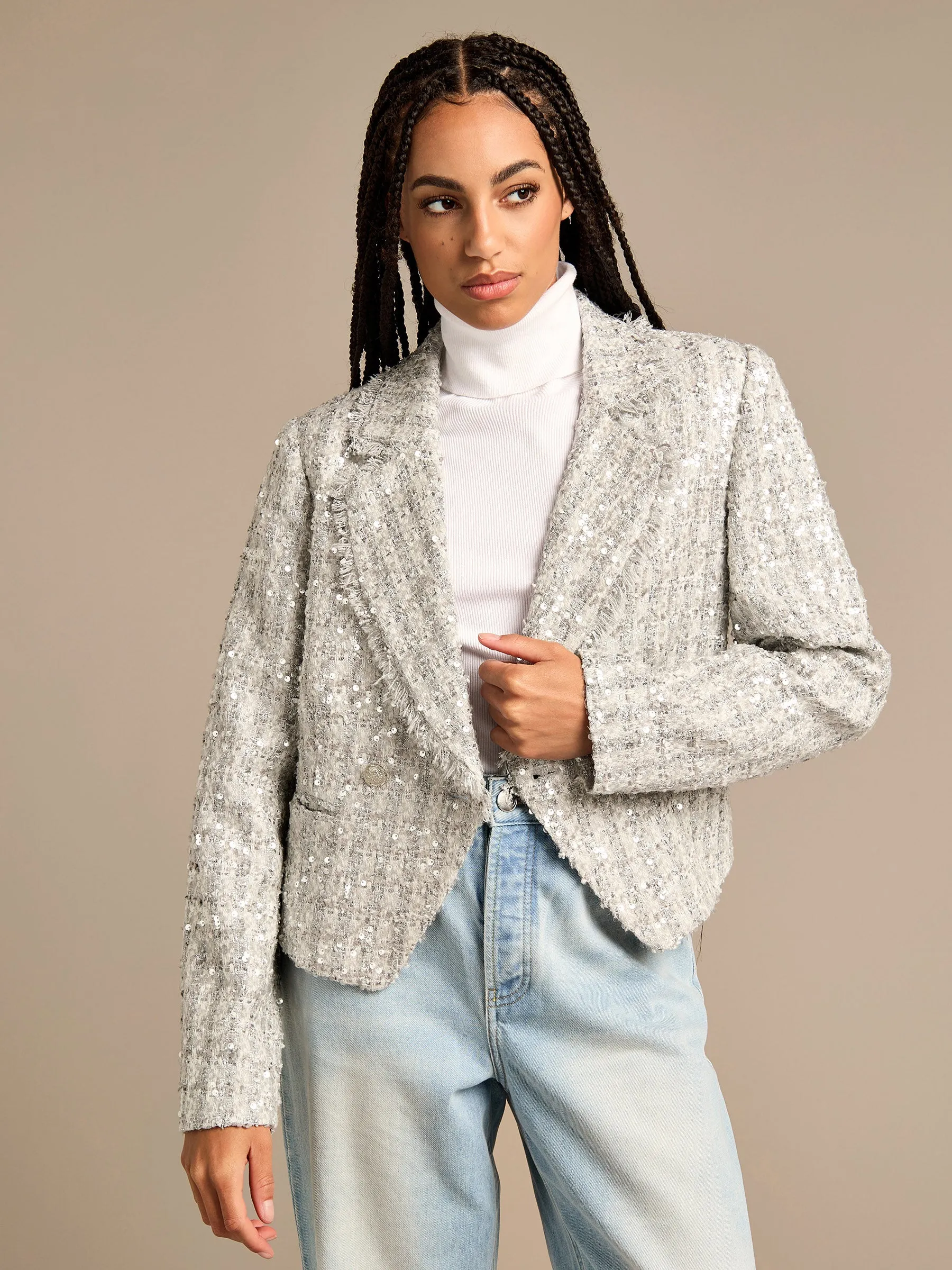 GWD Olivia Silver Sequin Boucle Blazer sold by George W. Davies product image thumbnail 3