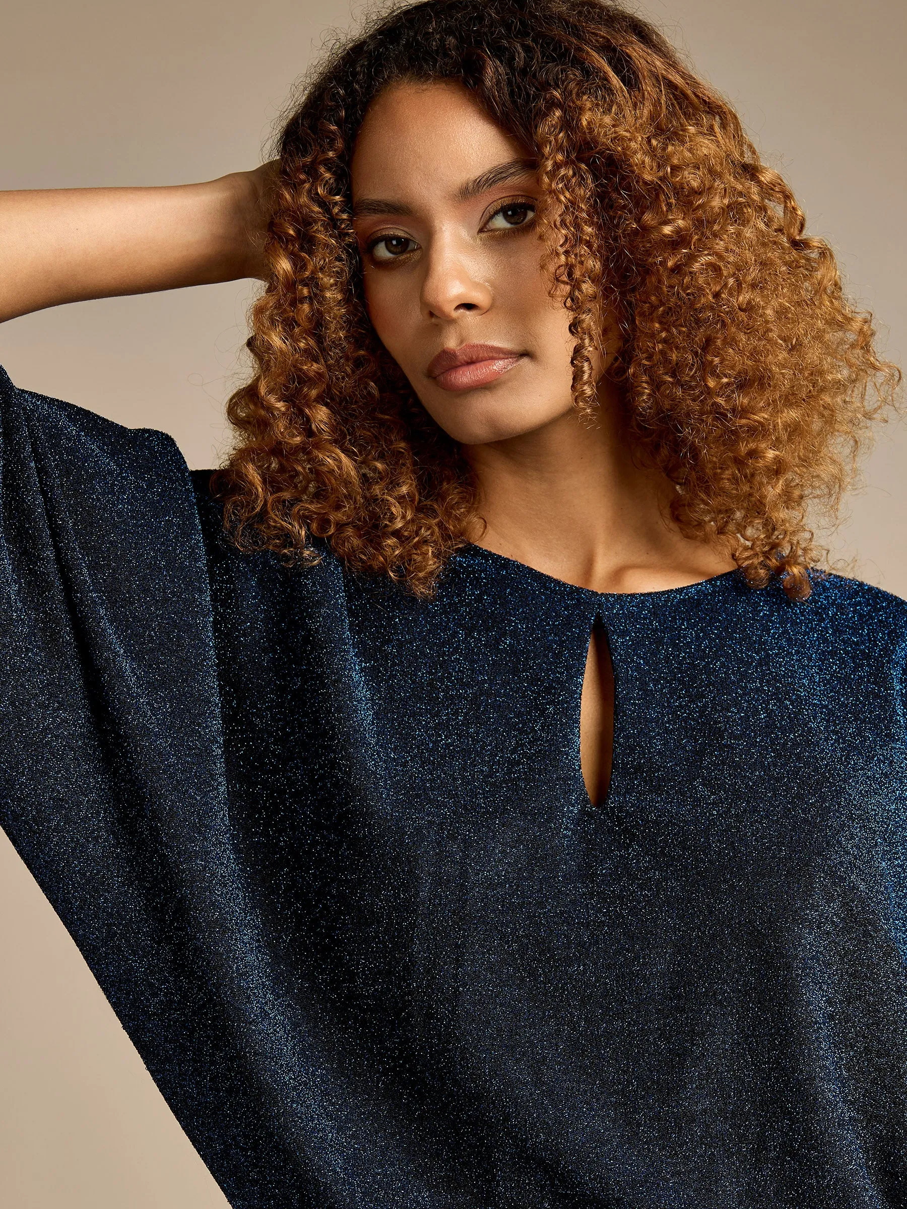 GWD Carly Sparkle Matallic Blue Maxi Dress sold by George W. Davies product image thumbnail 2