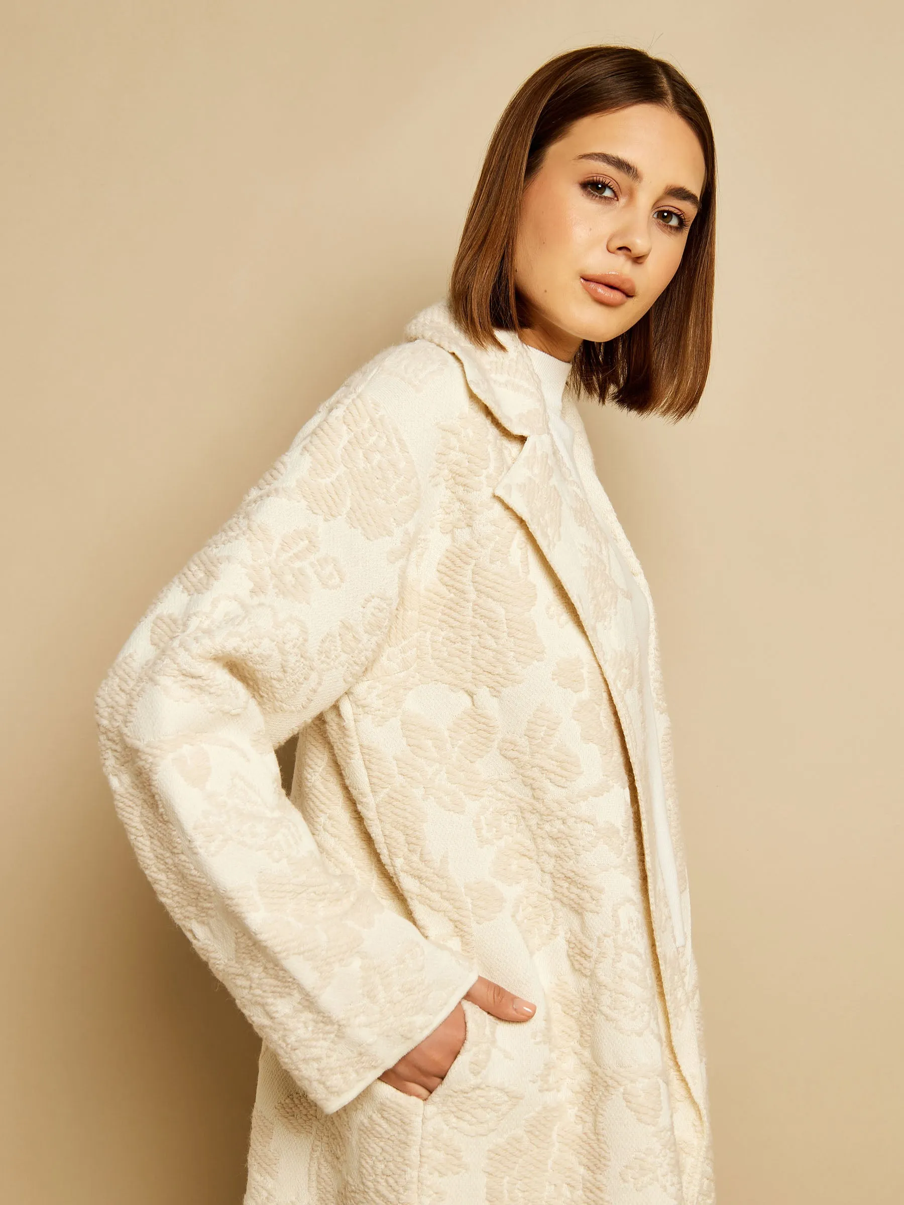 GWD Carlotta Cream Jacquard Coat sold by George W. Davies product image thumbnail 4