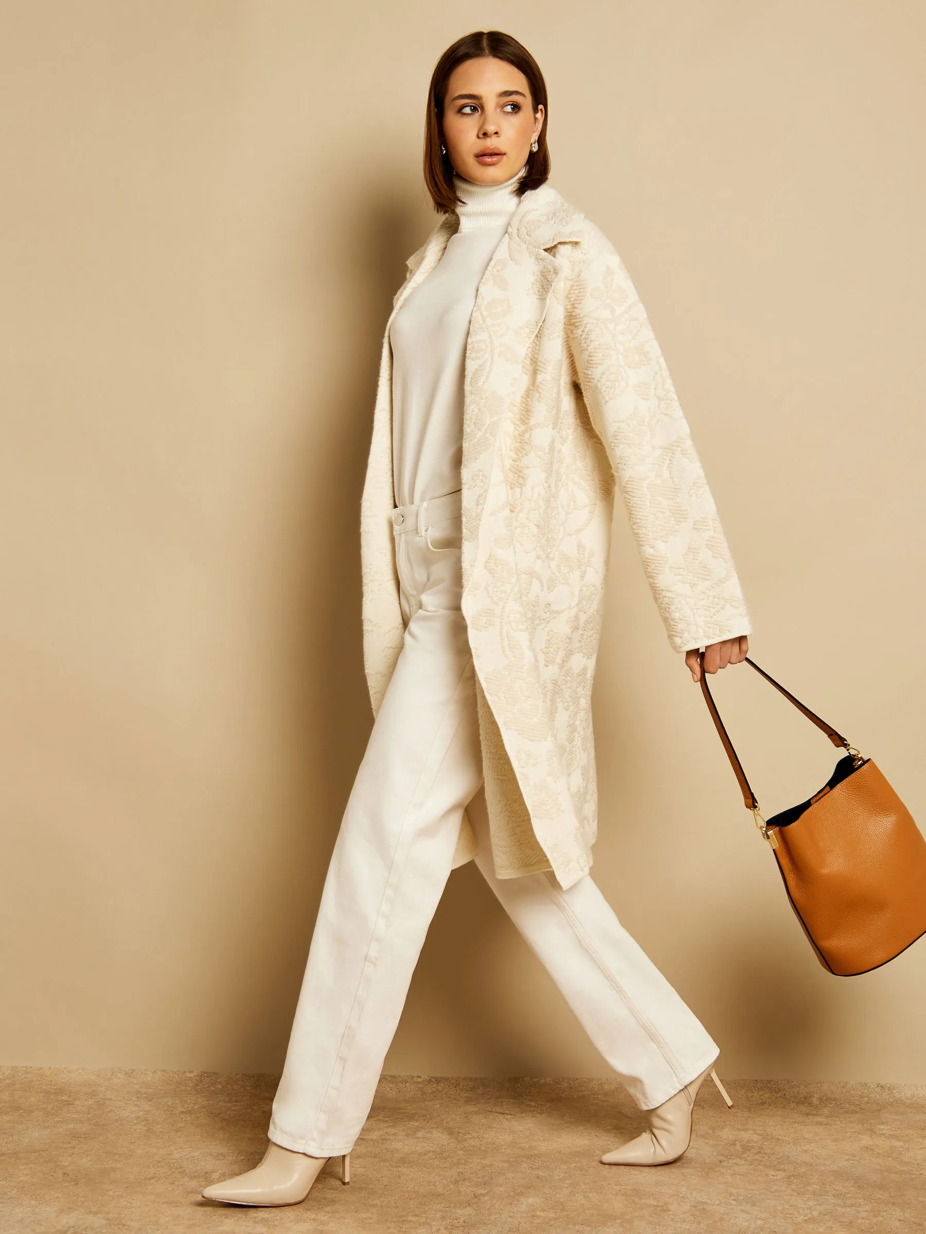 GWD Carlotta Cream Jacquard Coat sold by George W. Davies