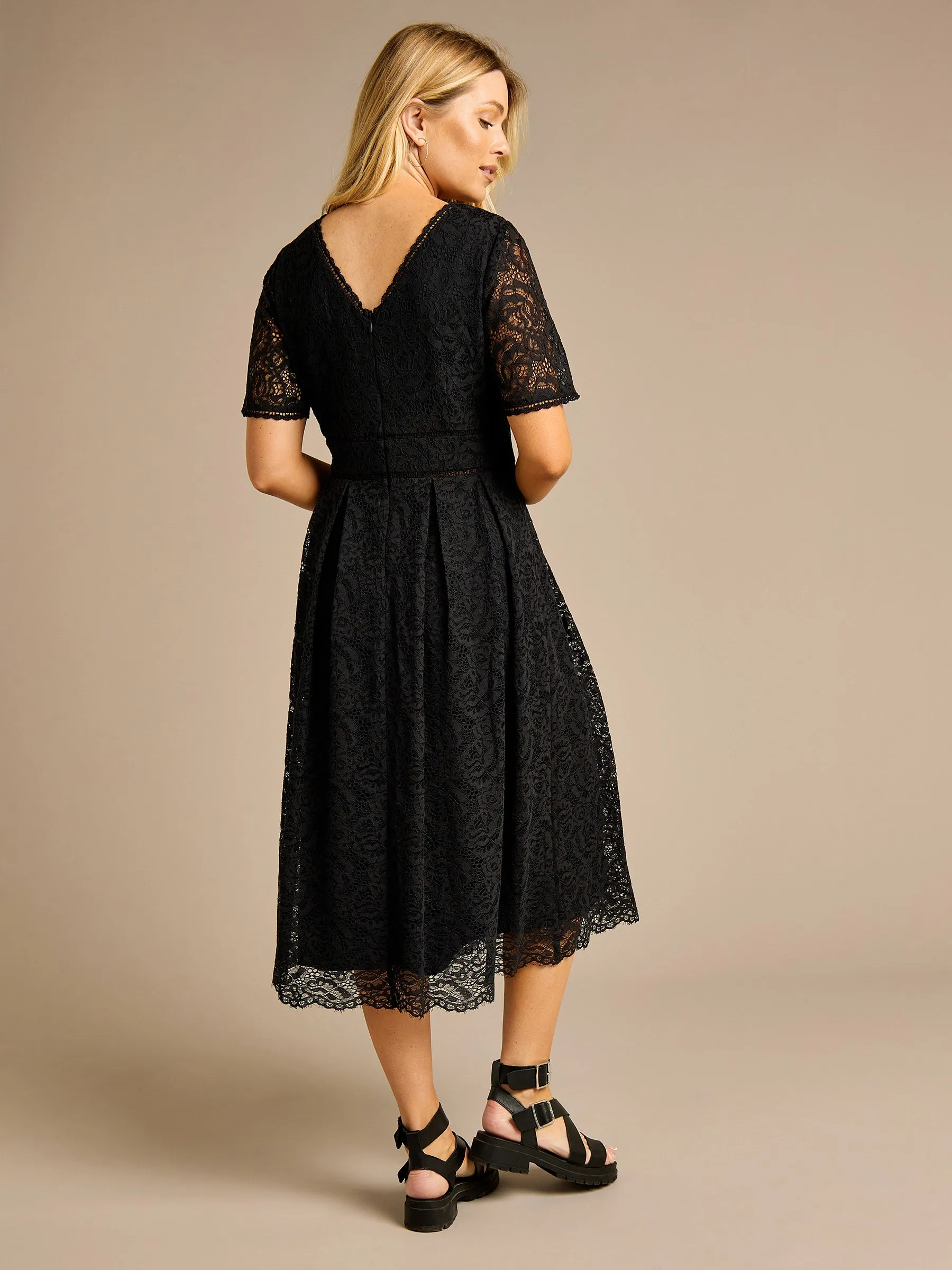 GWD Alannah Soft Lace Black Midi Dress sold by George W. Davies product image thumbnail 3