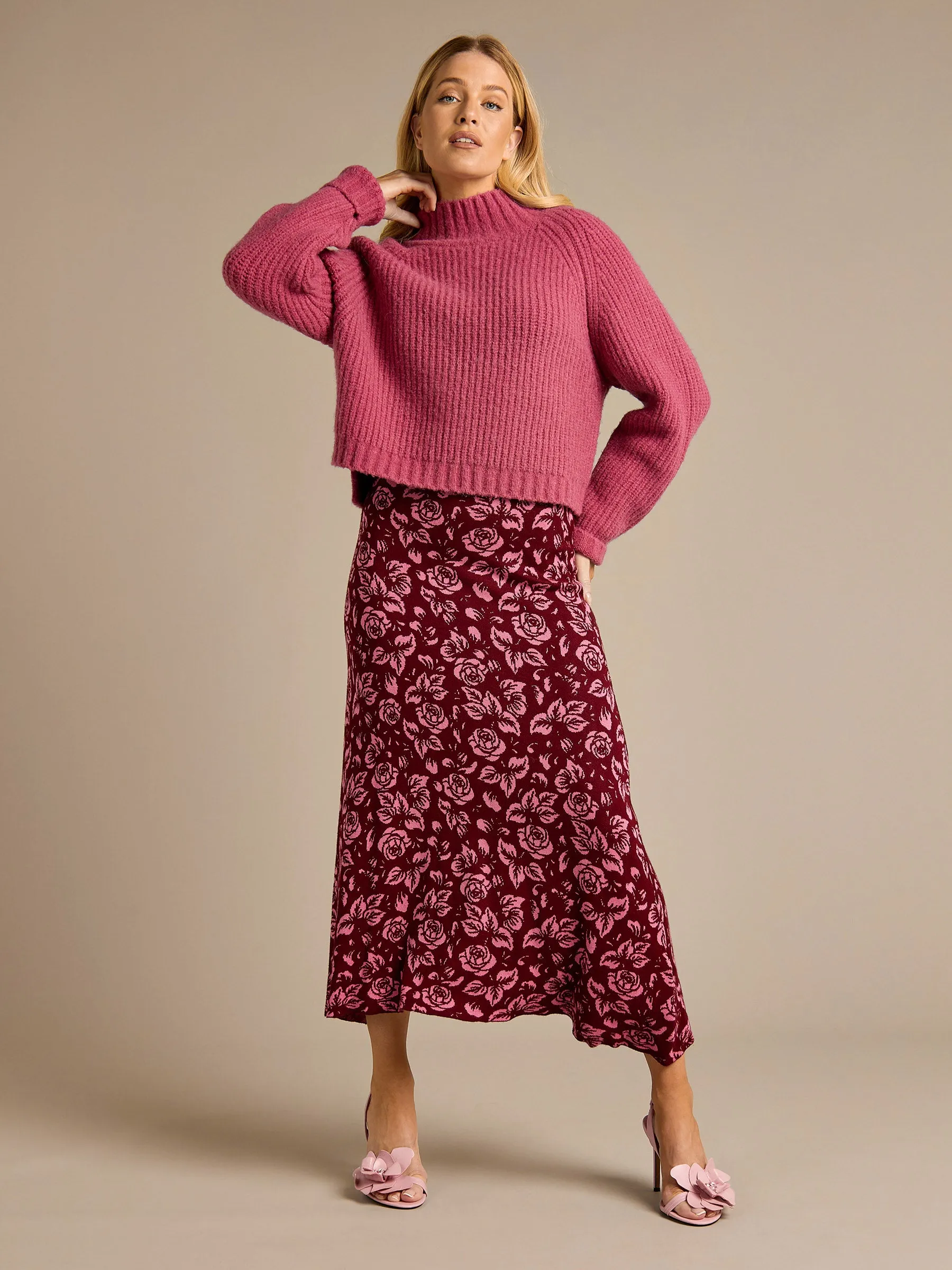 GWD Sable Pink Printed Knitted Skirt sold by George W. Davies