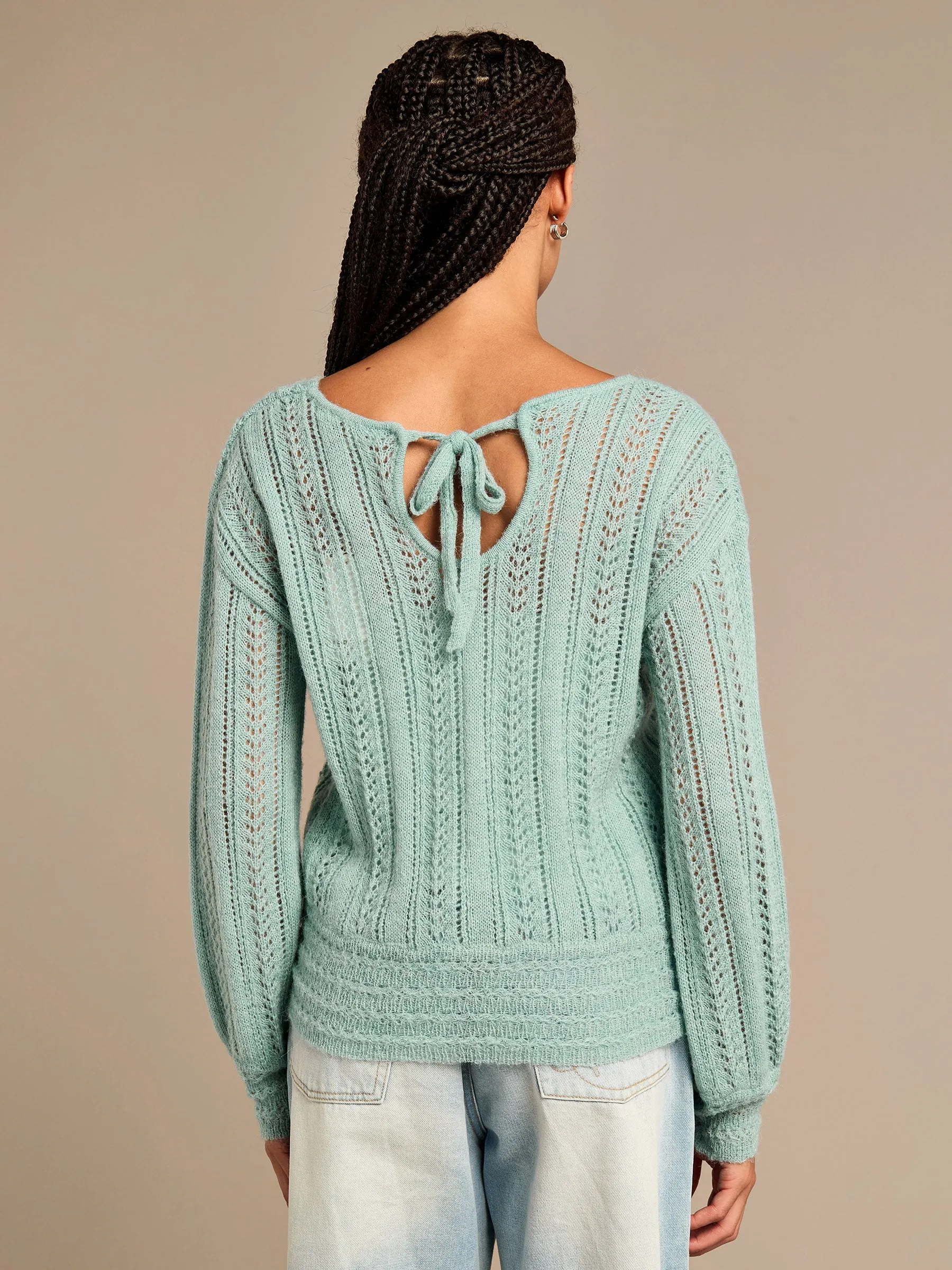 GWD Arla-Bailey Duck Egg Wool Knit Top sold by George W. Davies product image thumbnail 4