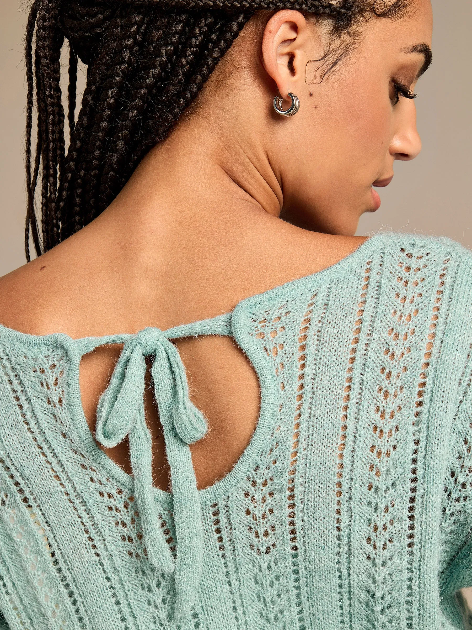 GWD Arla-Bailey Duck Egg Wool Knit Top sold by George W. Davies product image thumbnail 5