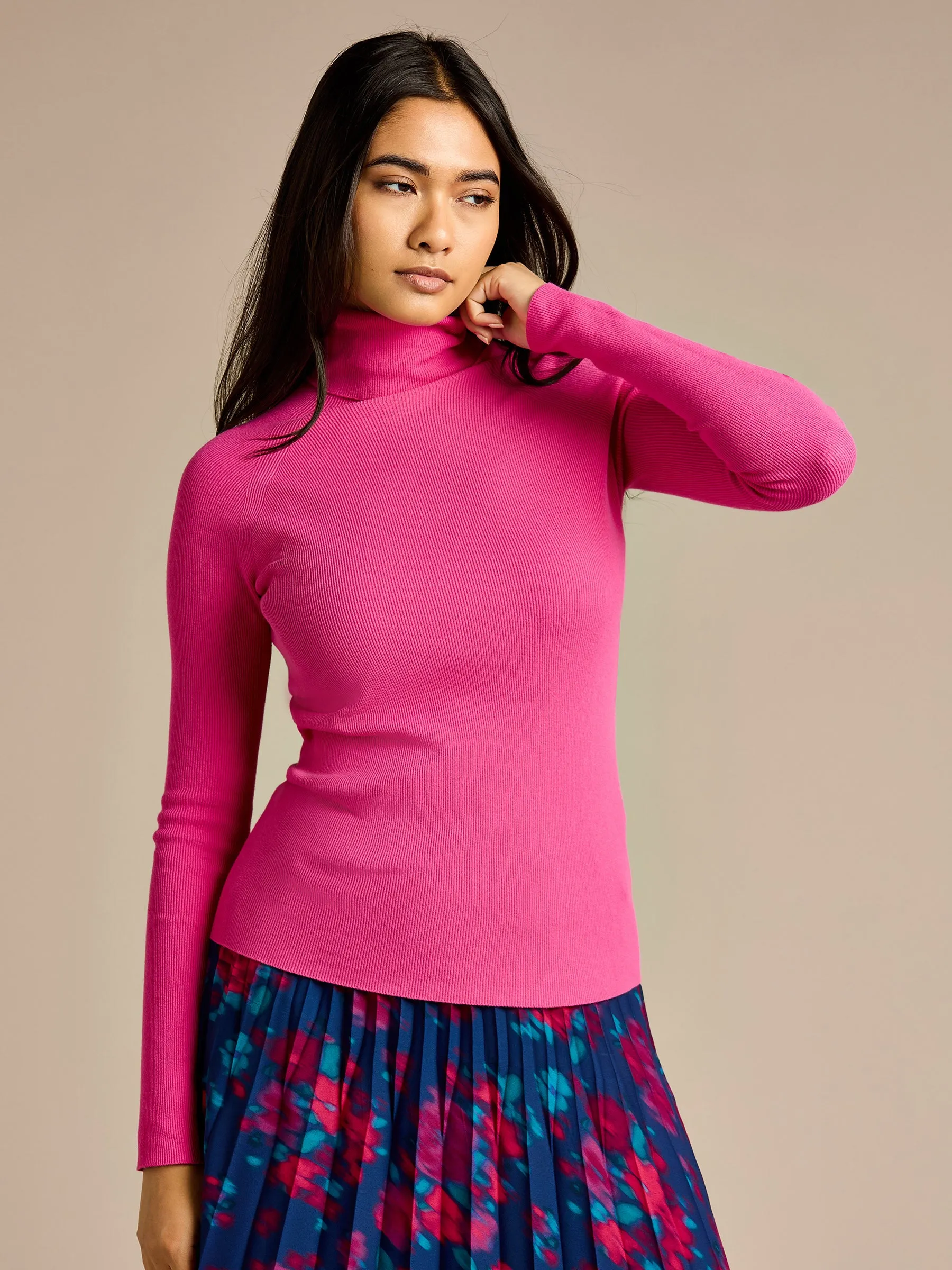 GWD Anna Knit Pink Turtle Neck Jumper sold by George W. Davies product image thumbnail 2