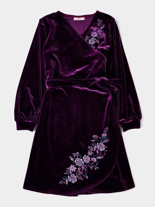 Raya Velvet Wrap Dress sold by George W. Davies