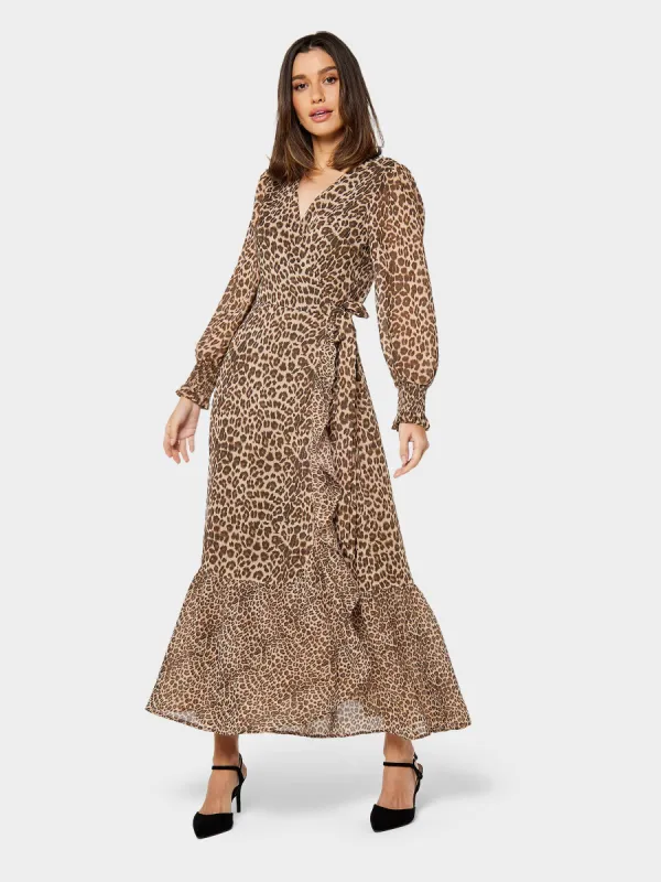 Allie Animal Print Wrap Style Maxi Dress sold by George W. Davies