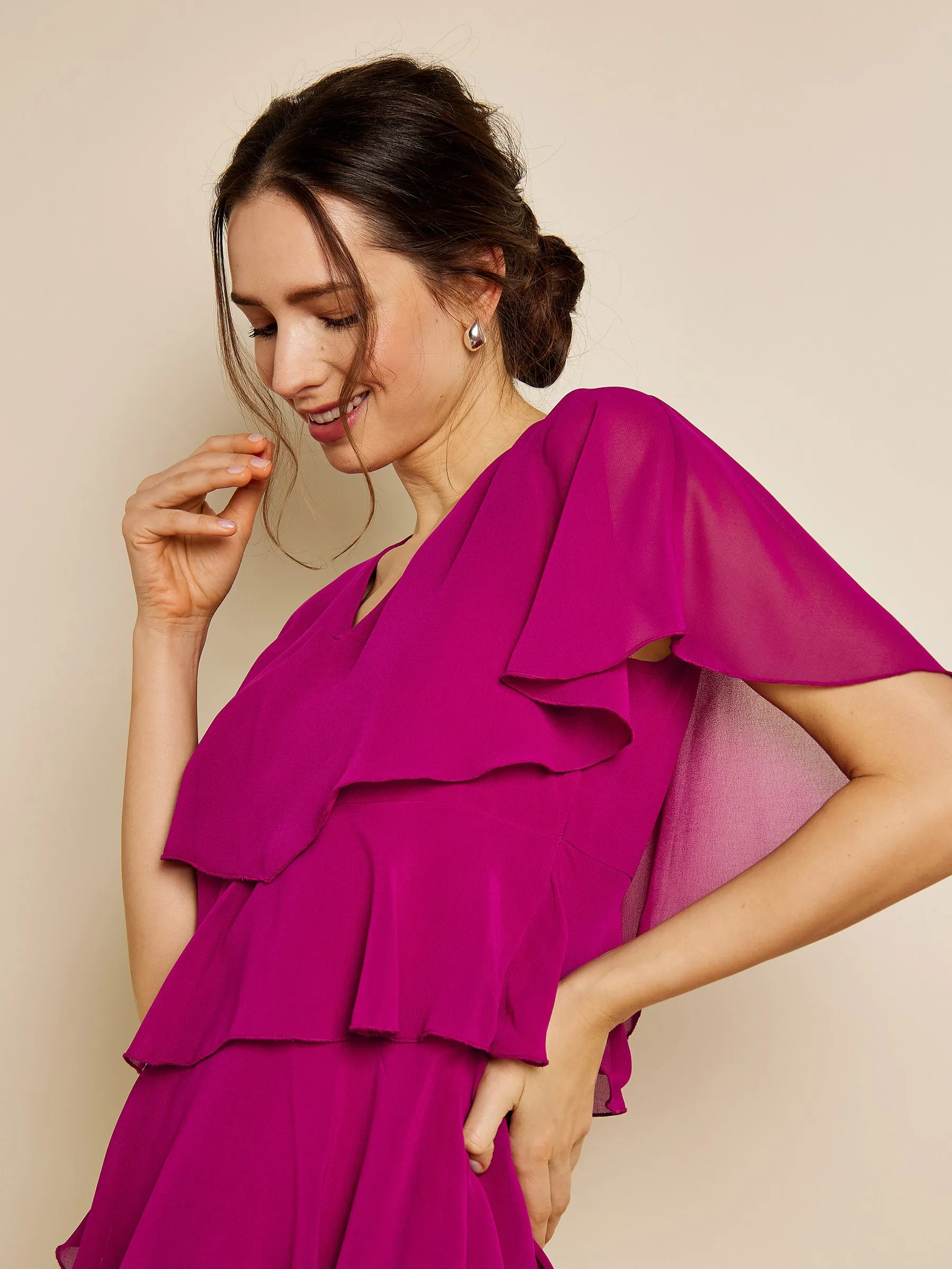 GWD Phoebe Tiered Chiffon Pink Dress sold by George W. Davies product image thumbnail 2