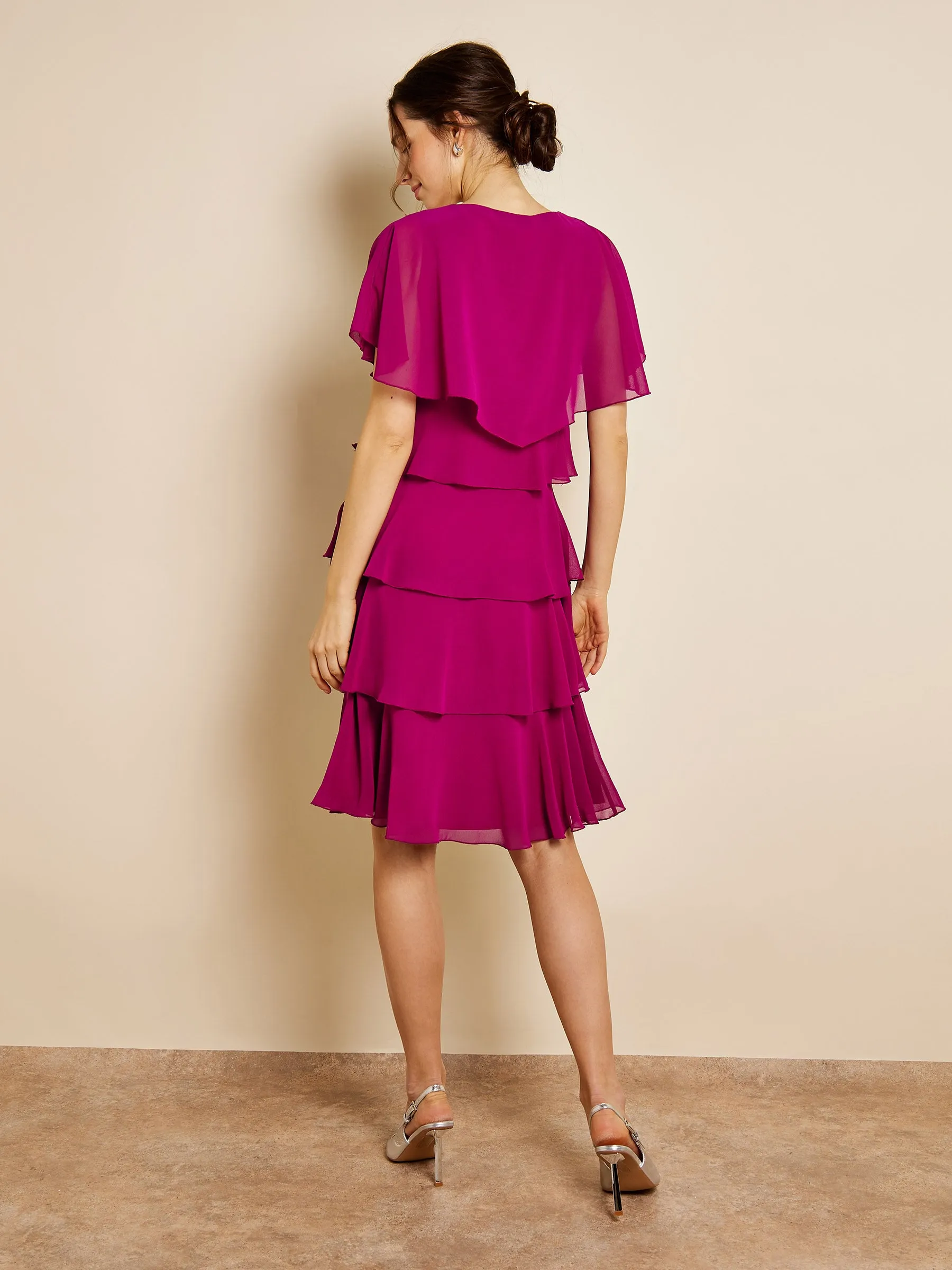 GWD Phoebe Tiered Chiffon Pink Dress sold by George W. Davies product image thumbnail 3