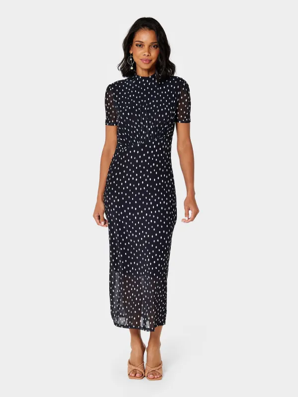 GWD Dani Print Spot Mesh Midi Dress sold by George W. Davies