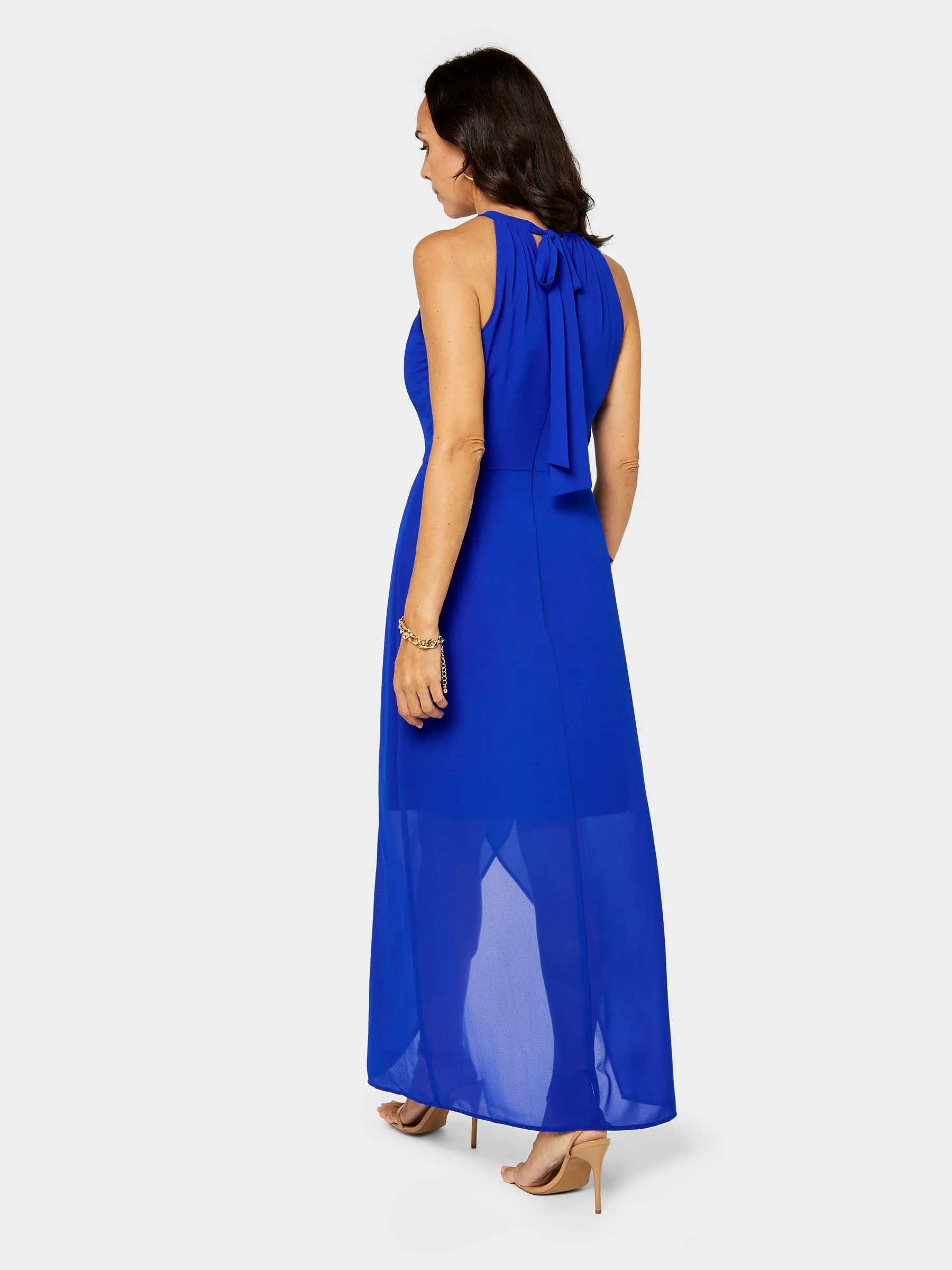 GWD Lotty Halter Neck Cobalt Blue Chiffon Maxi Dress sold by George W. Davies product image thumbnail 3