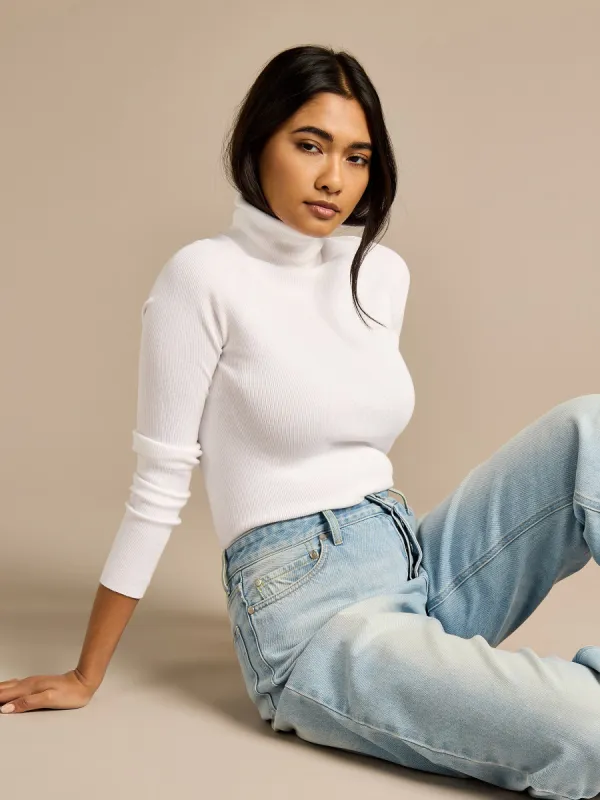 GWD Anna Knit White Turtle Neck Jumper sold by George W. Davies