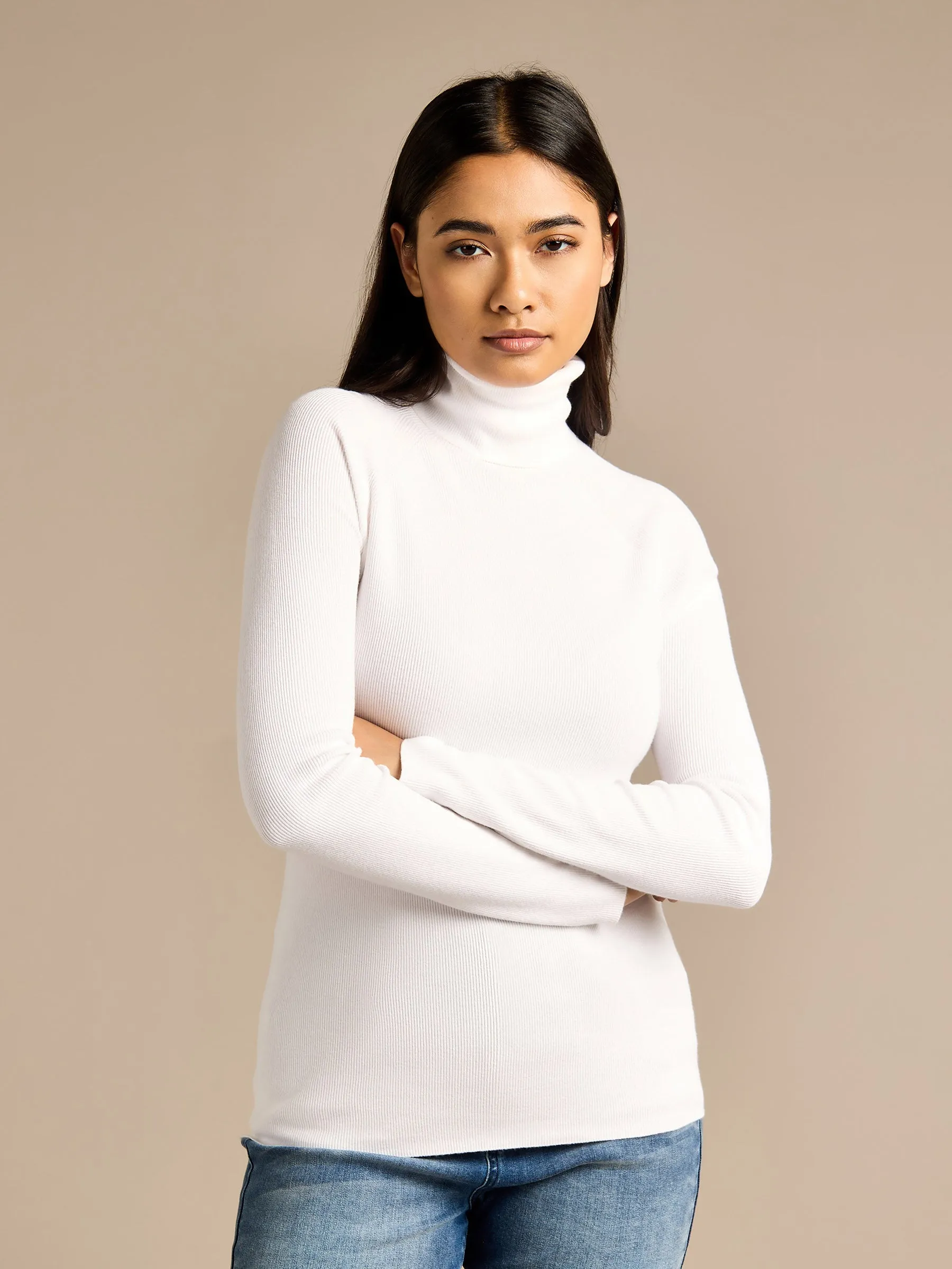 GWD Anna Knit White Turtle Neck Jumper sold by George W. Davies product image thumbnail 2