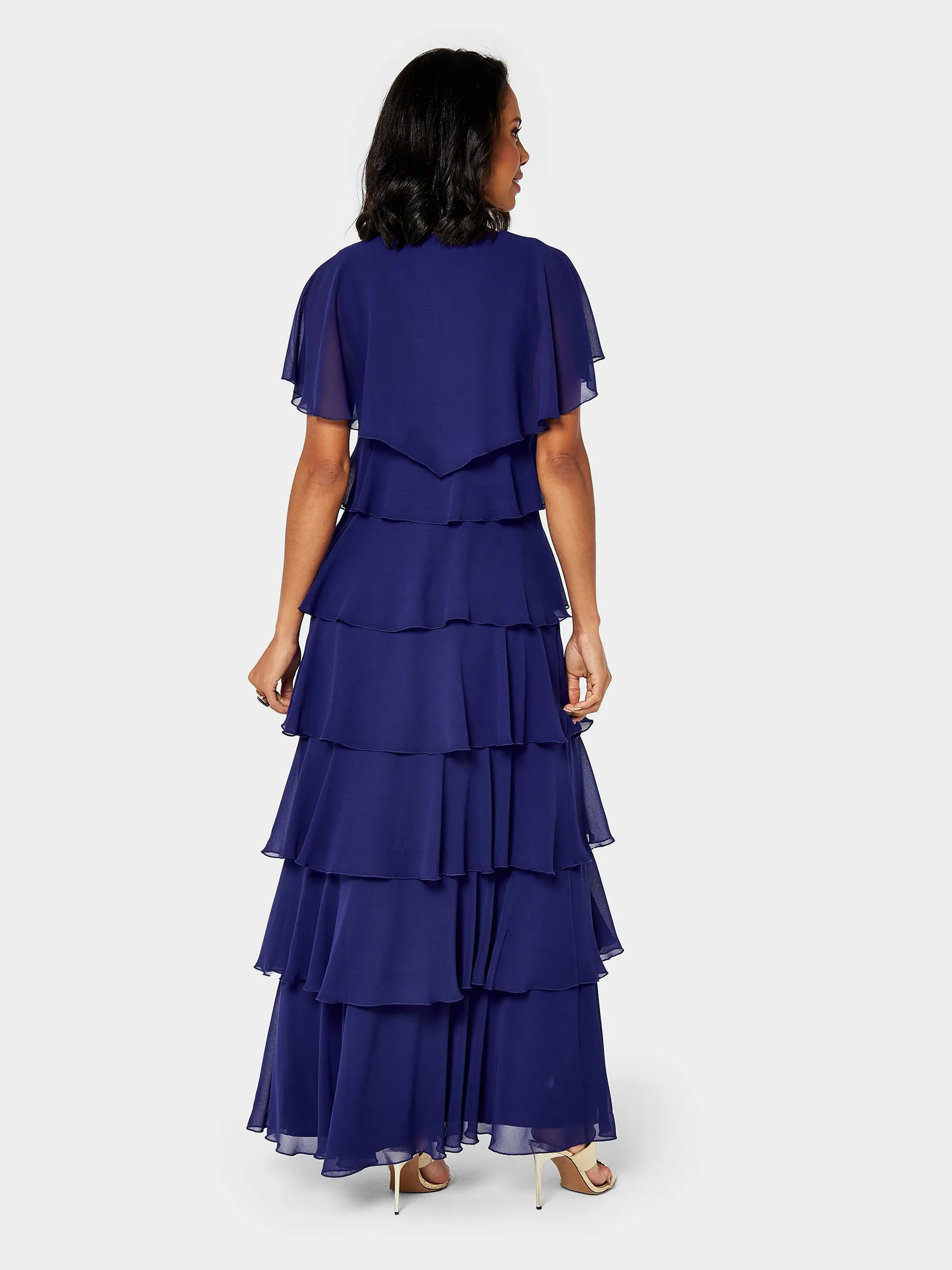 GWD Phoebe Tiered Chiffon Blue Maxi Dress sold by George W. Davies product image thumbnail 3