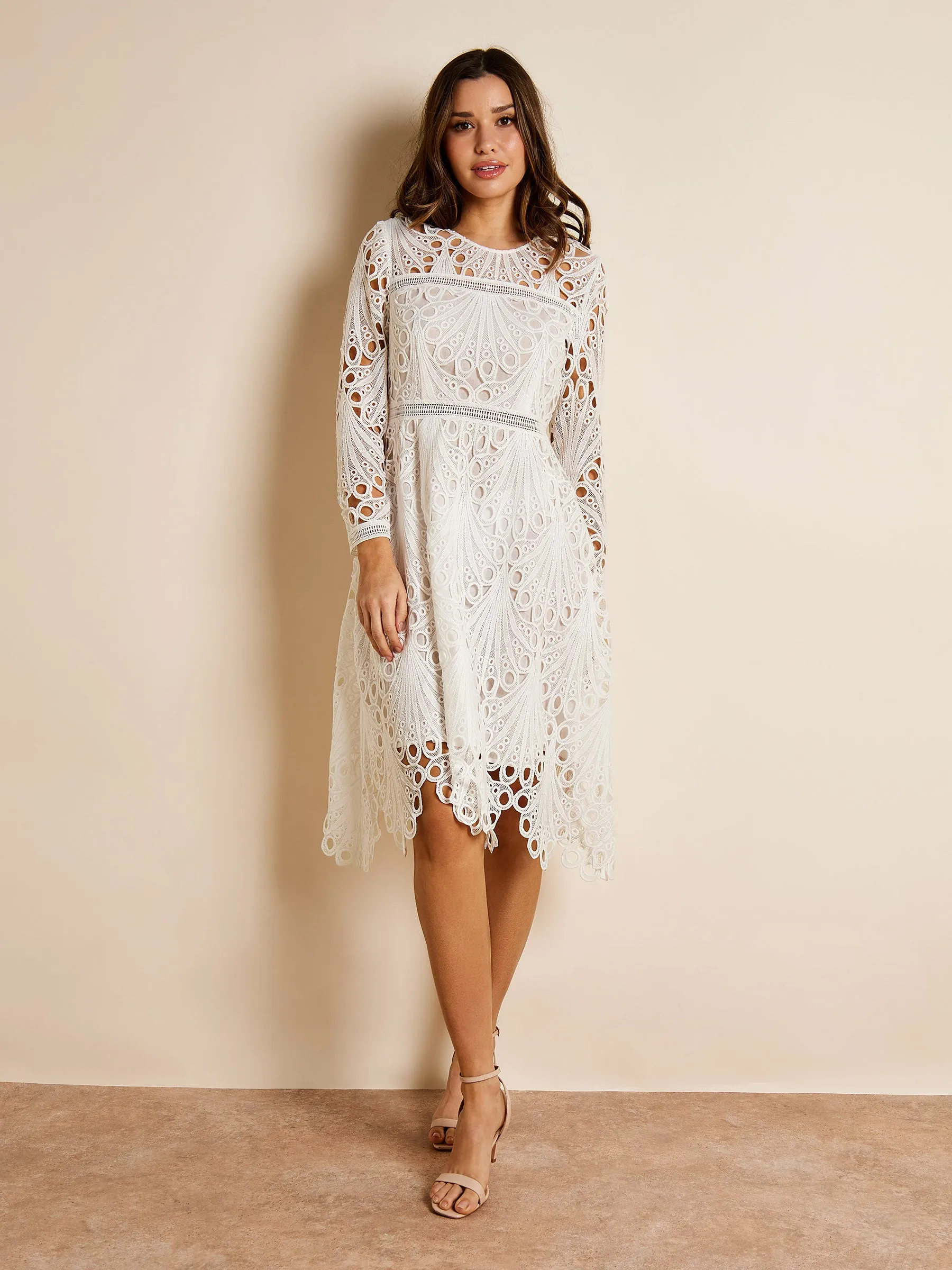 GWD Sheleigh Lace White Knee Length Dress sold by George W. Davies product image thumbnail 2