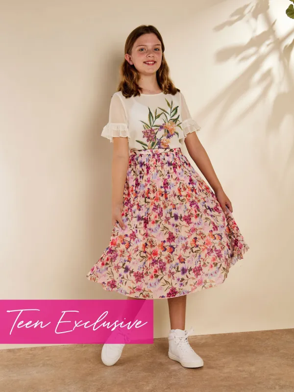 Heather Pleated Skirt sold by George W. Davies