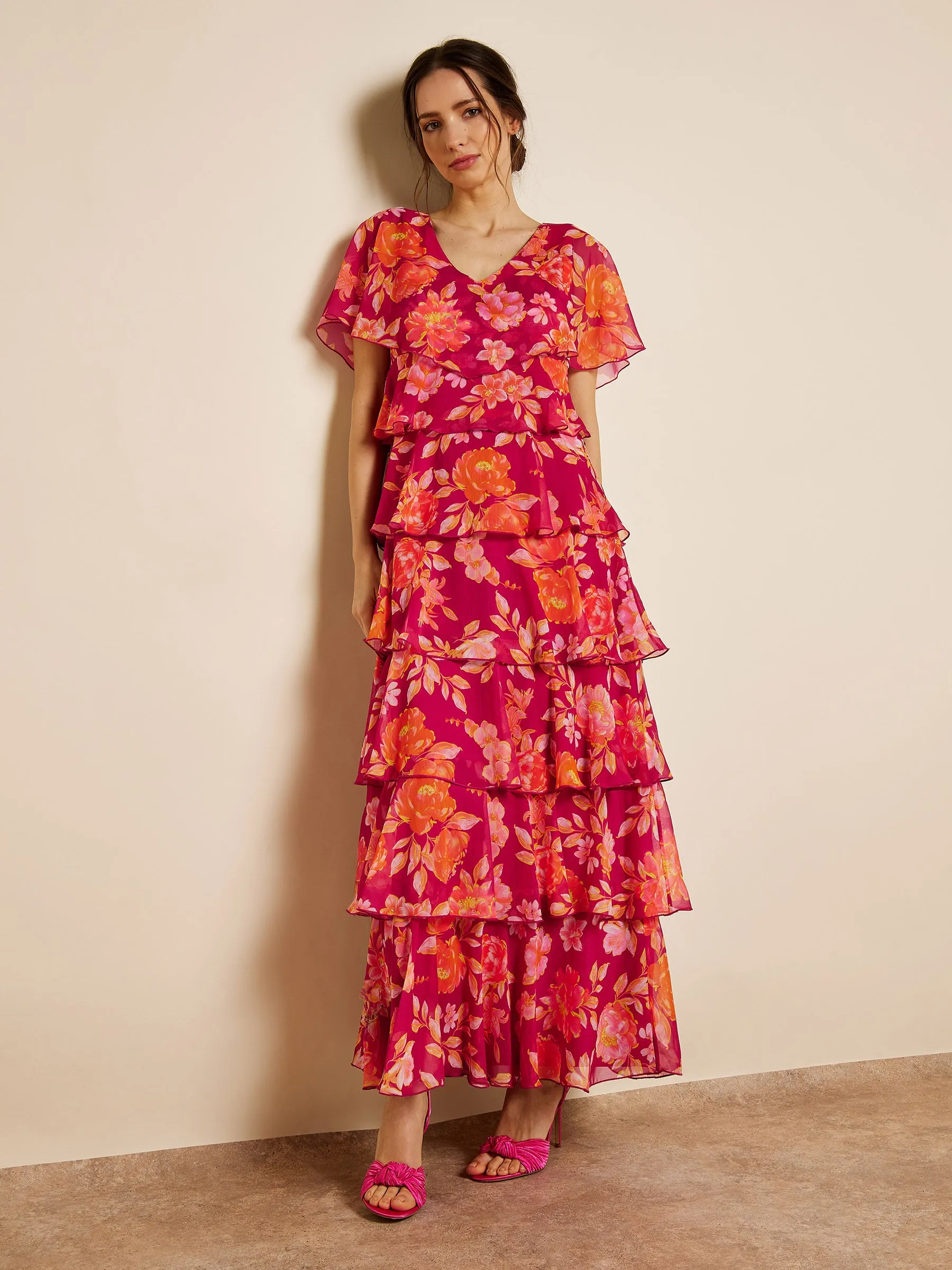 GWD Tropic Ruffle Tiered Floral Print Maxi Dress sold by George W. Davies
