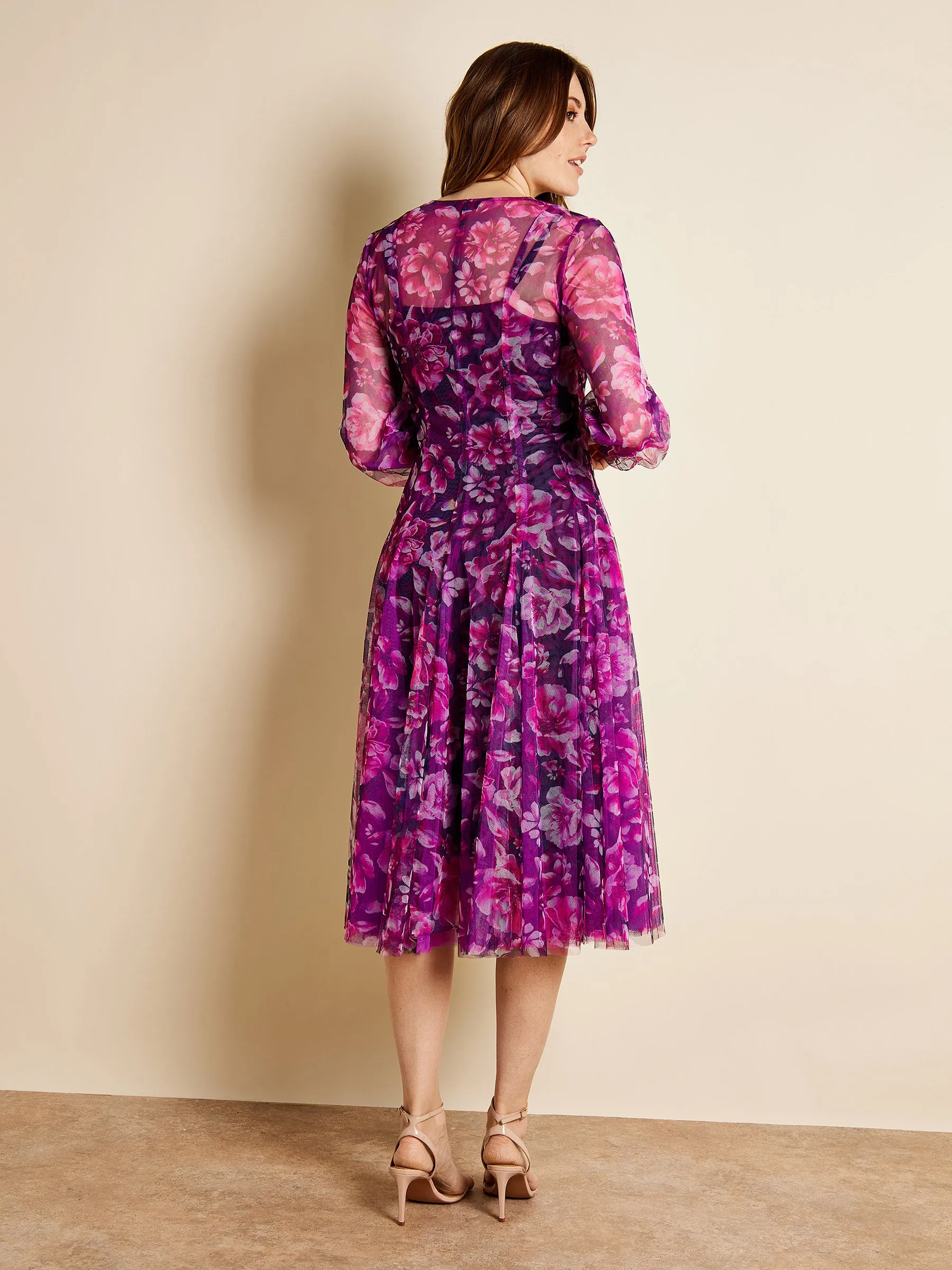 GWD Frances Floral Print Mesh Midi Dress sold by George W. Davies product image thumbnail 3