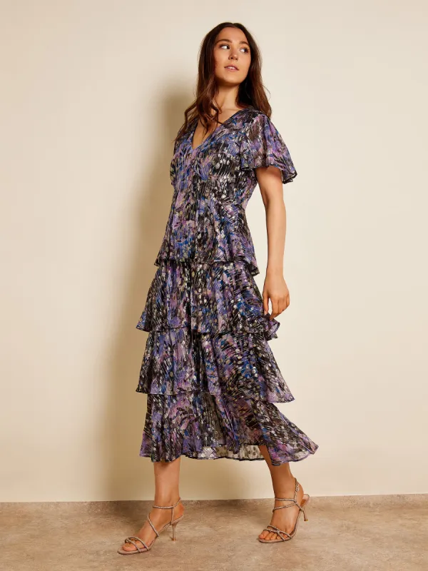GWD Hillary Metallic Abstract Print Midi Dress sold by George W. Davies