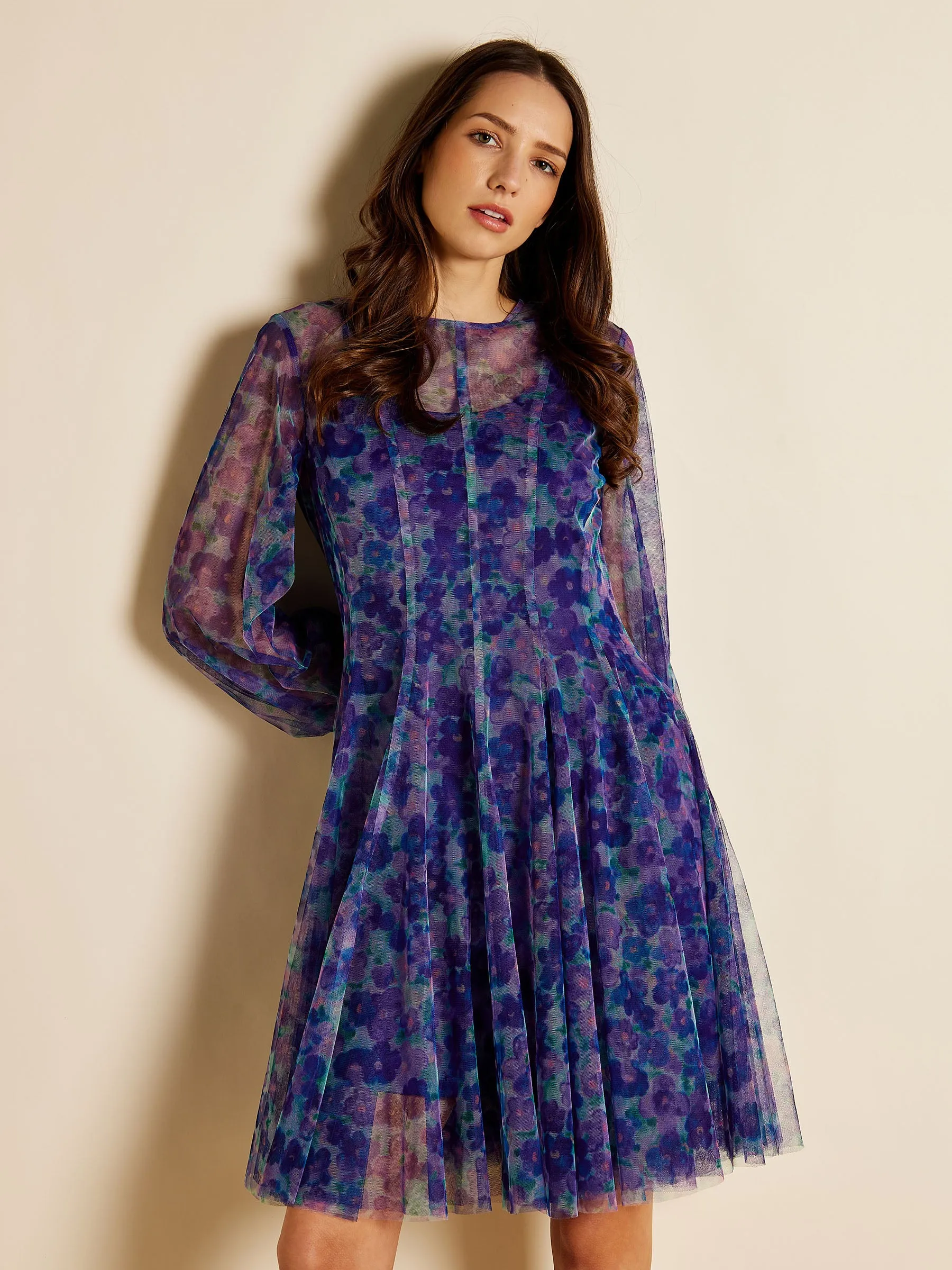 GWD Ella Ashbee Floral Print Mesh Knee Length Dress sold by George W. Davies product image thumbnail 5