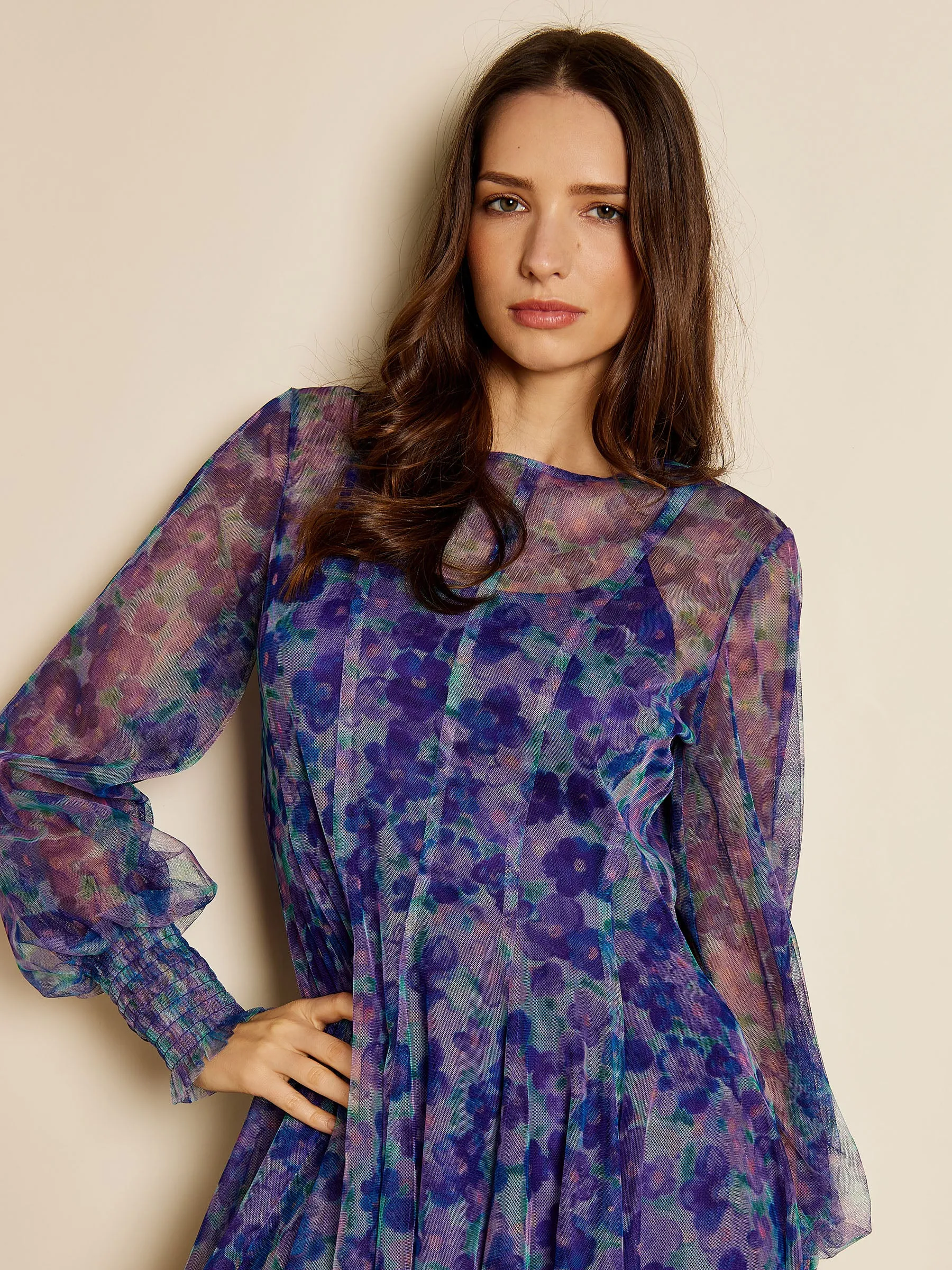 GWD Ella Ashbee Floral Print Mesh Knee Length Dress sold by George W. Davies product image thumbnail 2