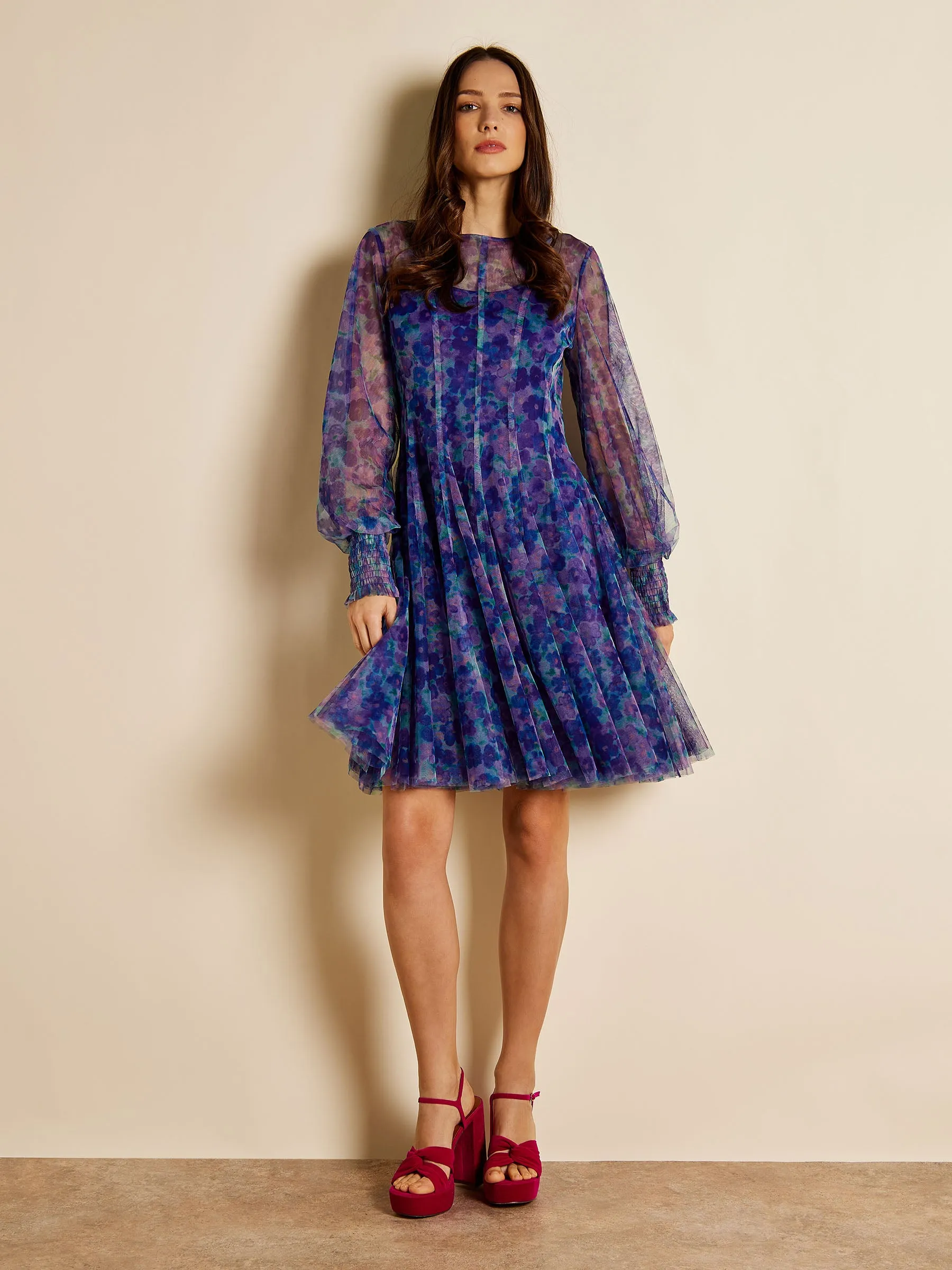 GWD Ella Ashbee Floral Print Mesh Knee Length Dress sold by George W. Davies