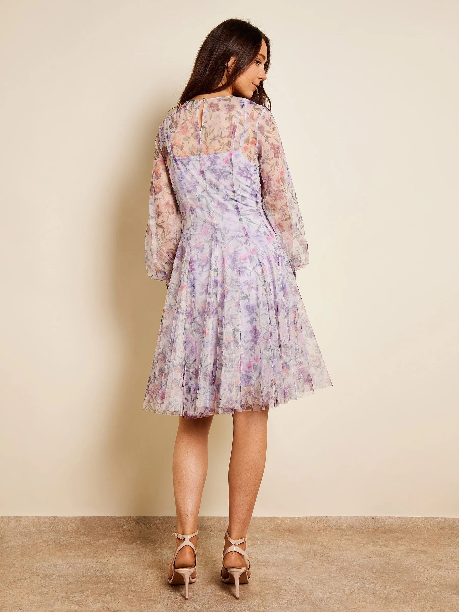 Heather Ashbee Floral Printed Mesh Knee-Length Dress sold by George W. Davies product image thumbnail 3