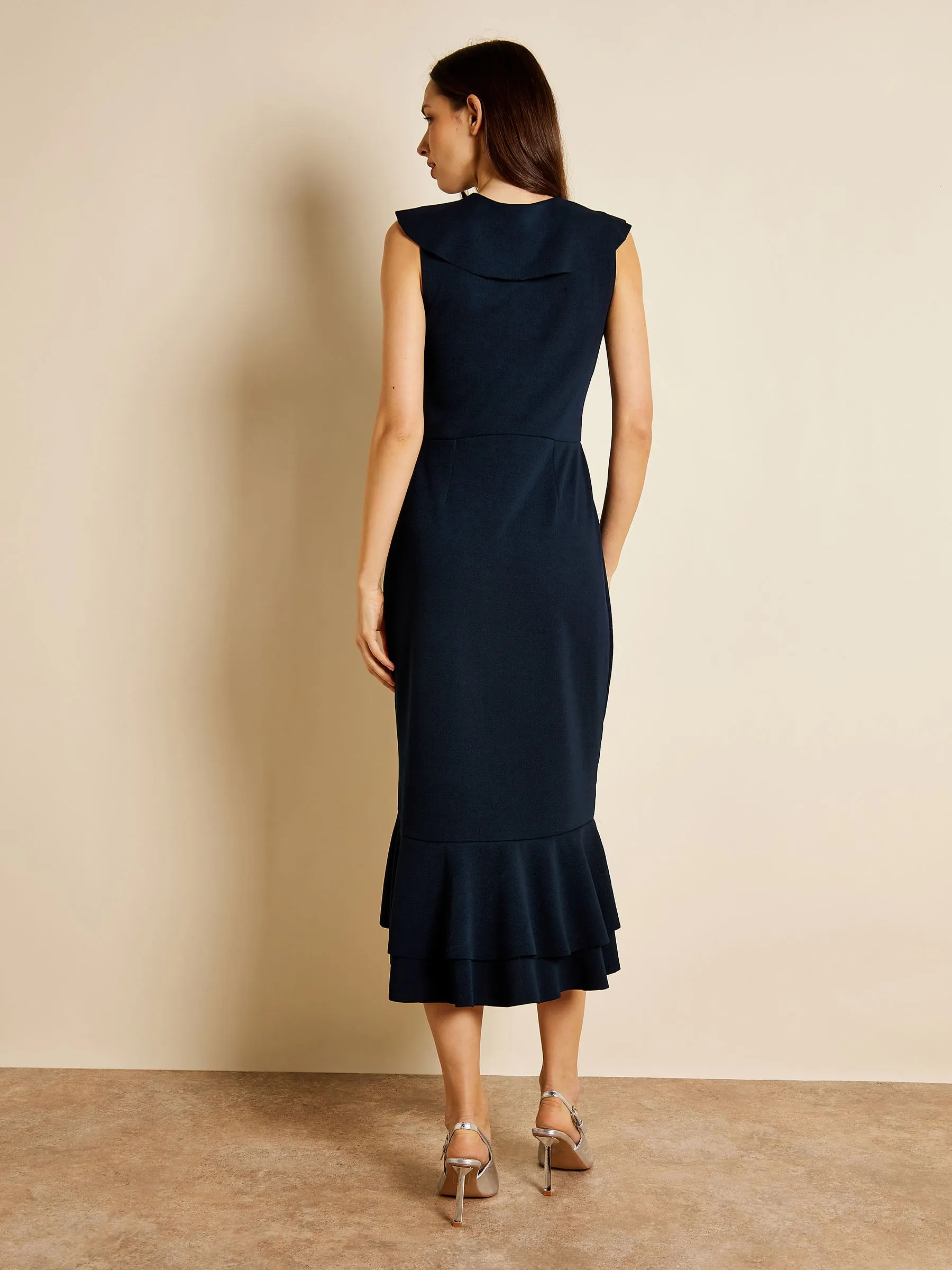 GWD Miranda Frill-detailed Navy Midi Dress sold by George W. Davies product image thumbnail 3