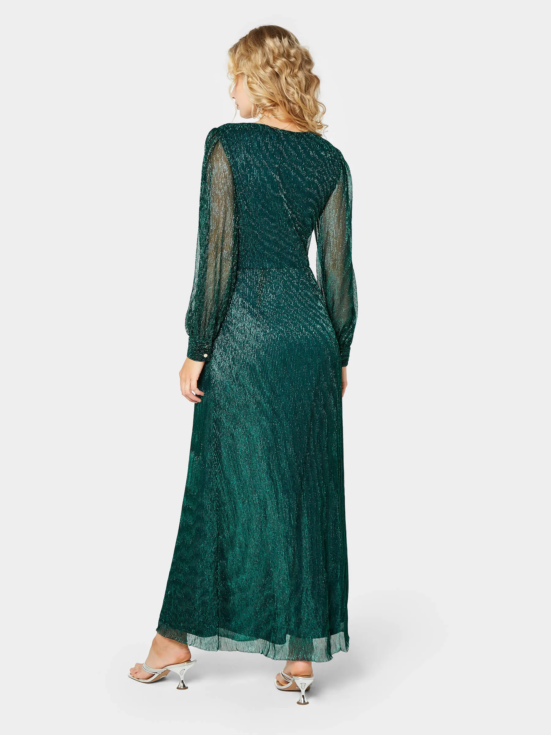 Eloise Stretch Metallic Teal Maxi Dress sold by George W. Davies product image thumbnail 3