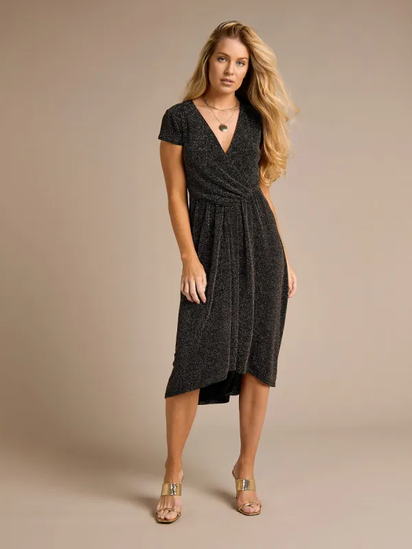 GWD Bridget Sparkle Wrap-Style Midi Dress sold by George W. Davies