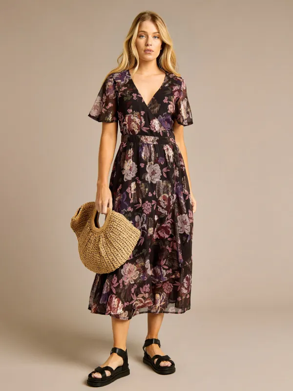 GWD Kimmie Jacquard Floral Print Midi Dress sold by George W. Davies