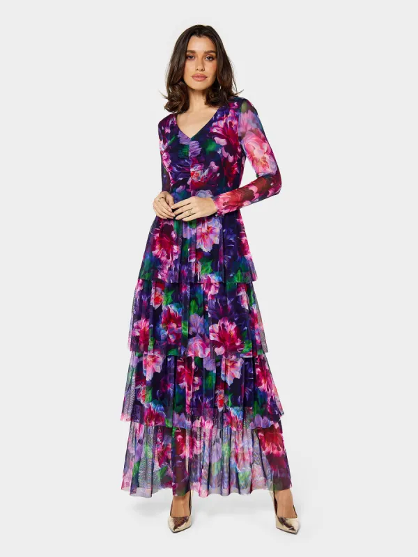 GWD Ella Mesh Floral Print Maxi Dress sold by George W. Davies