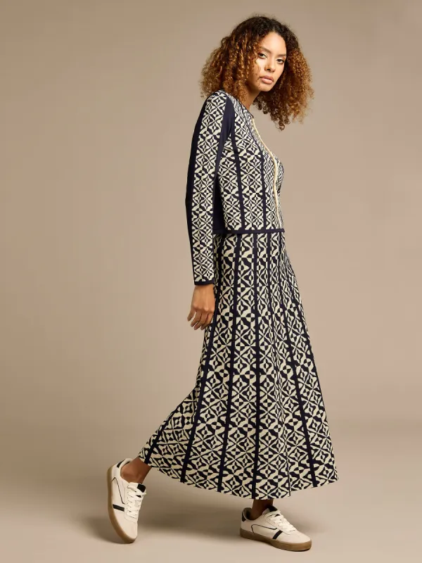 Cate Knitted Geometric Maxi Skirt sold by George W. Davies
