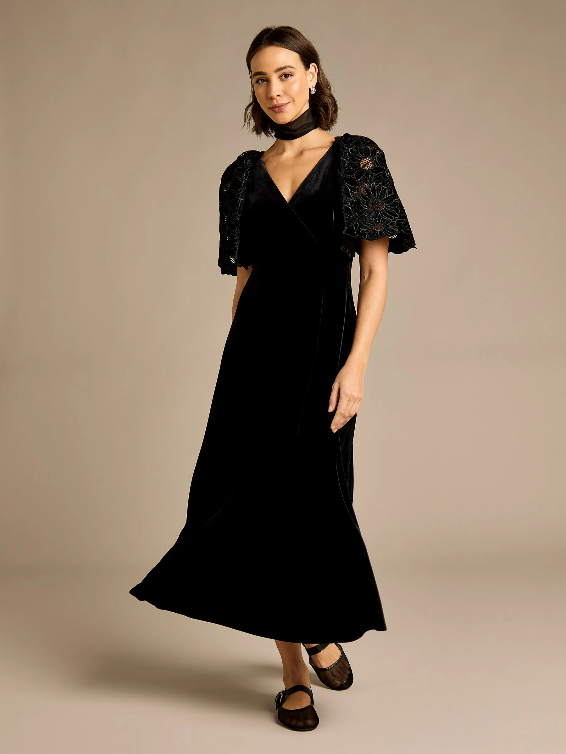 GWD Cecily Embroidered Velvet Maxi Dress sold by George W. Davies