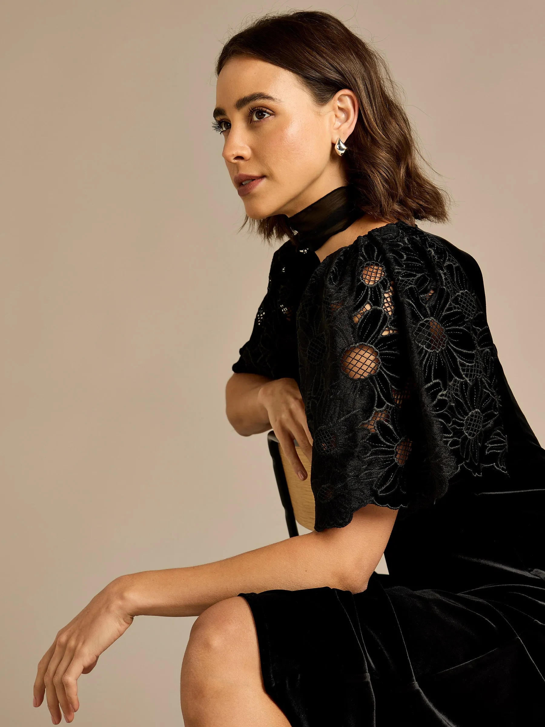 GWD Cecily Embroidered Velvet Maxi Dress sold by George W. Davies product image thumbnail 4