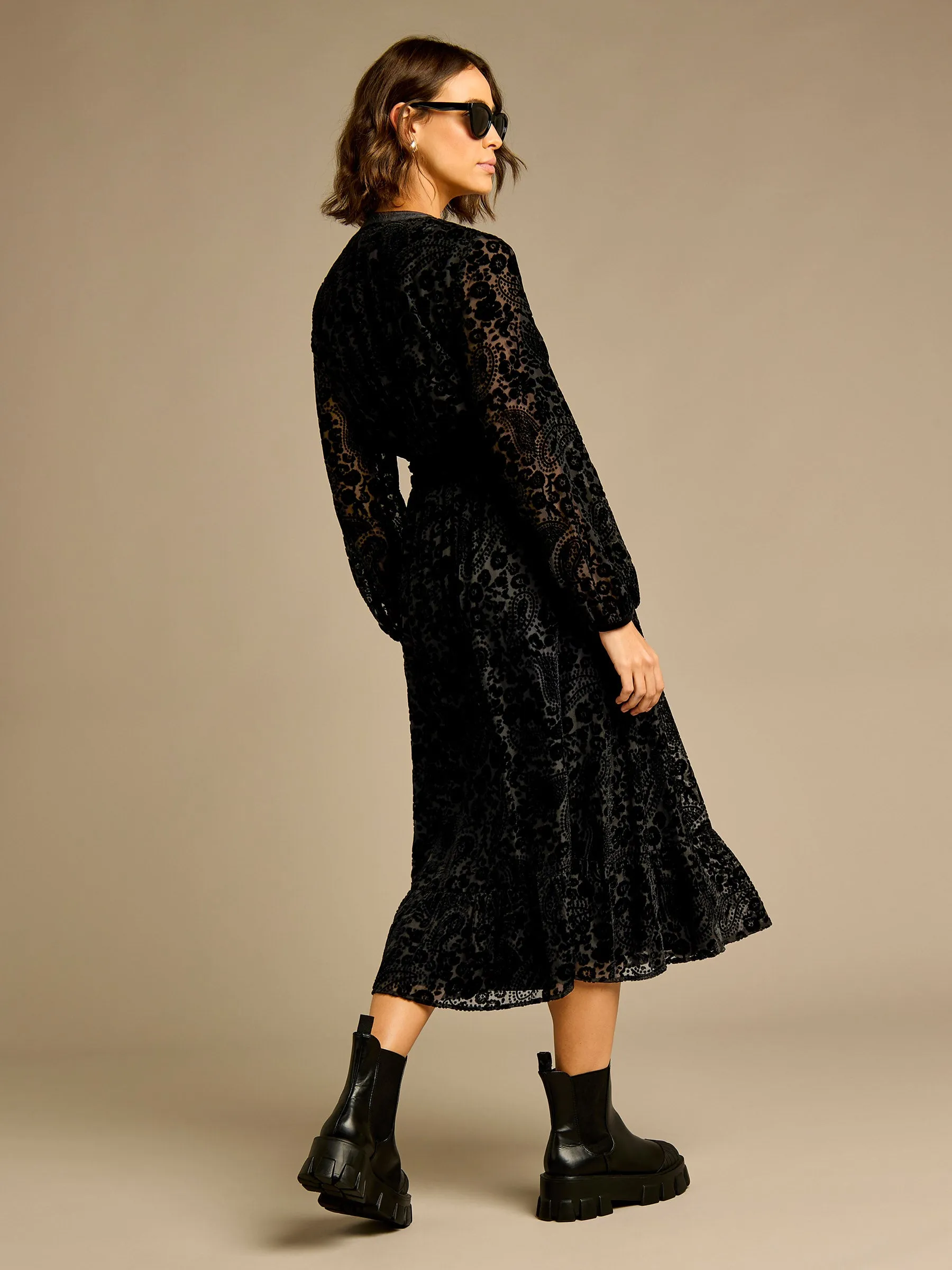 Laurel Black Devore Velvet Maxi Dress sold by George W. Davies product image thumbnail 3